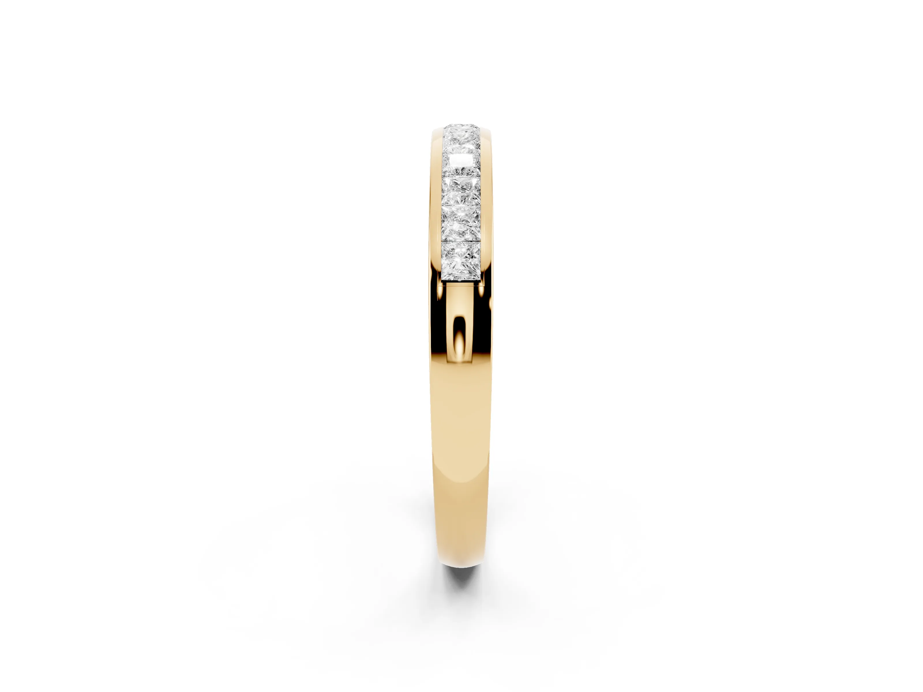 Princess Diamond Eternity Band Set in Yellow gold with Channel Setting and Comfort Fit