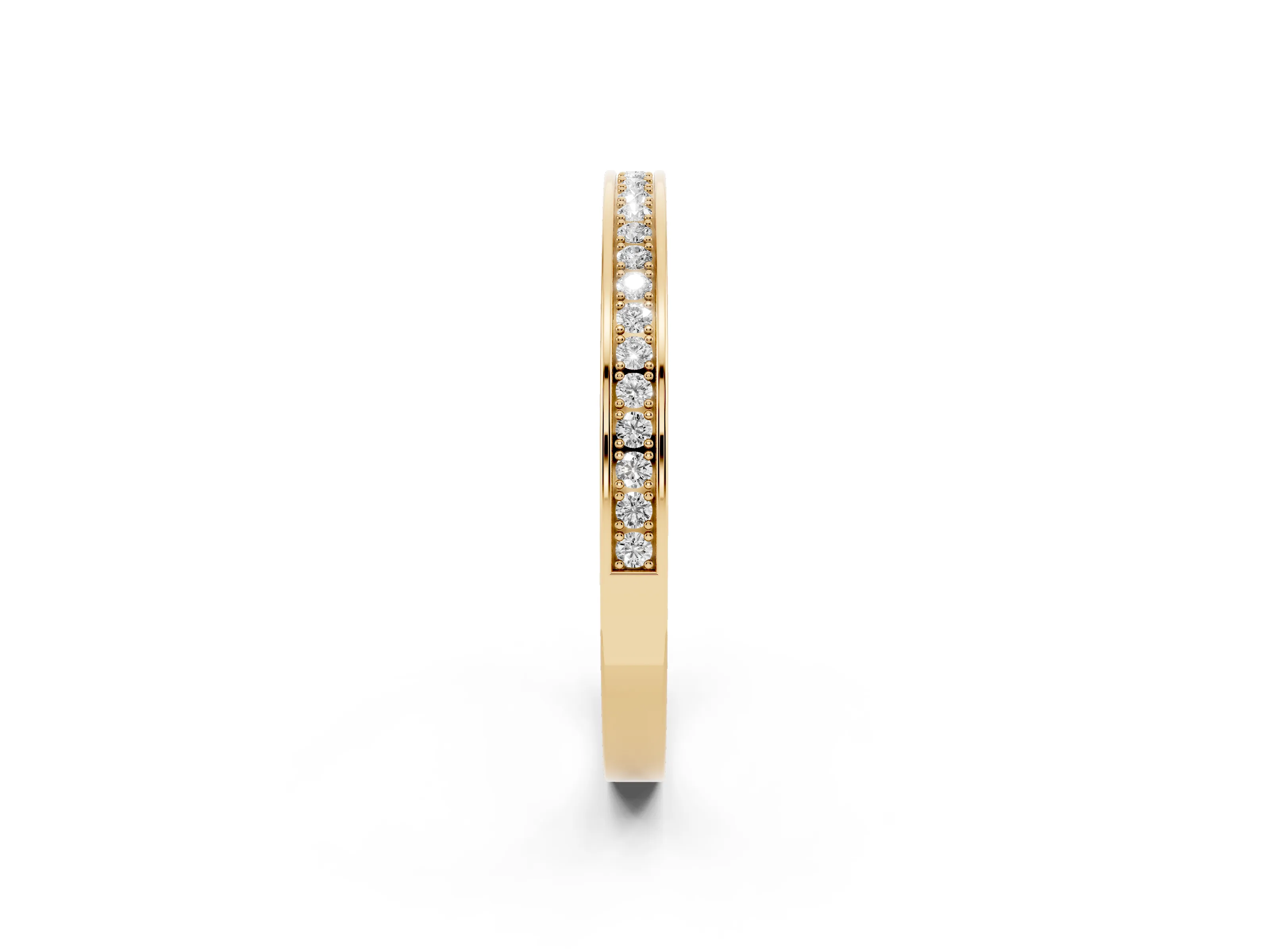 Round Diamond Channel Band Set in Yellow gold with Milgrain Engraving