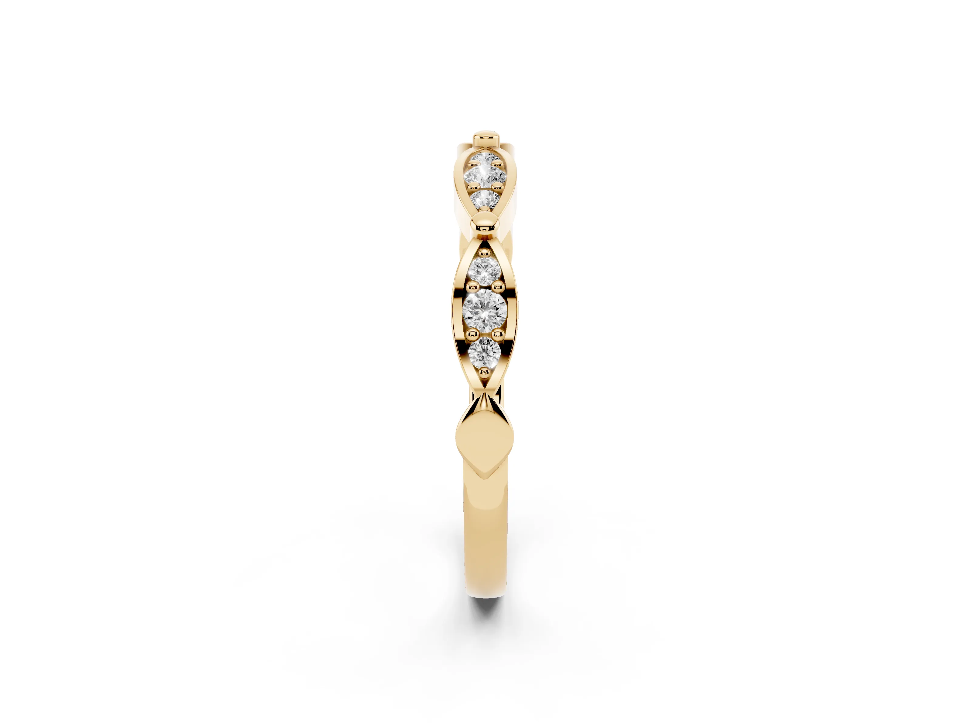 Marquise Section Diamond Eternity Band Set in Yellow gold with Pavé Bezel Setting