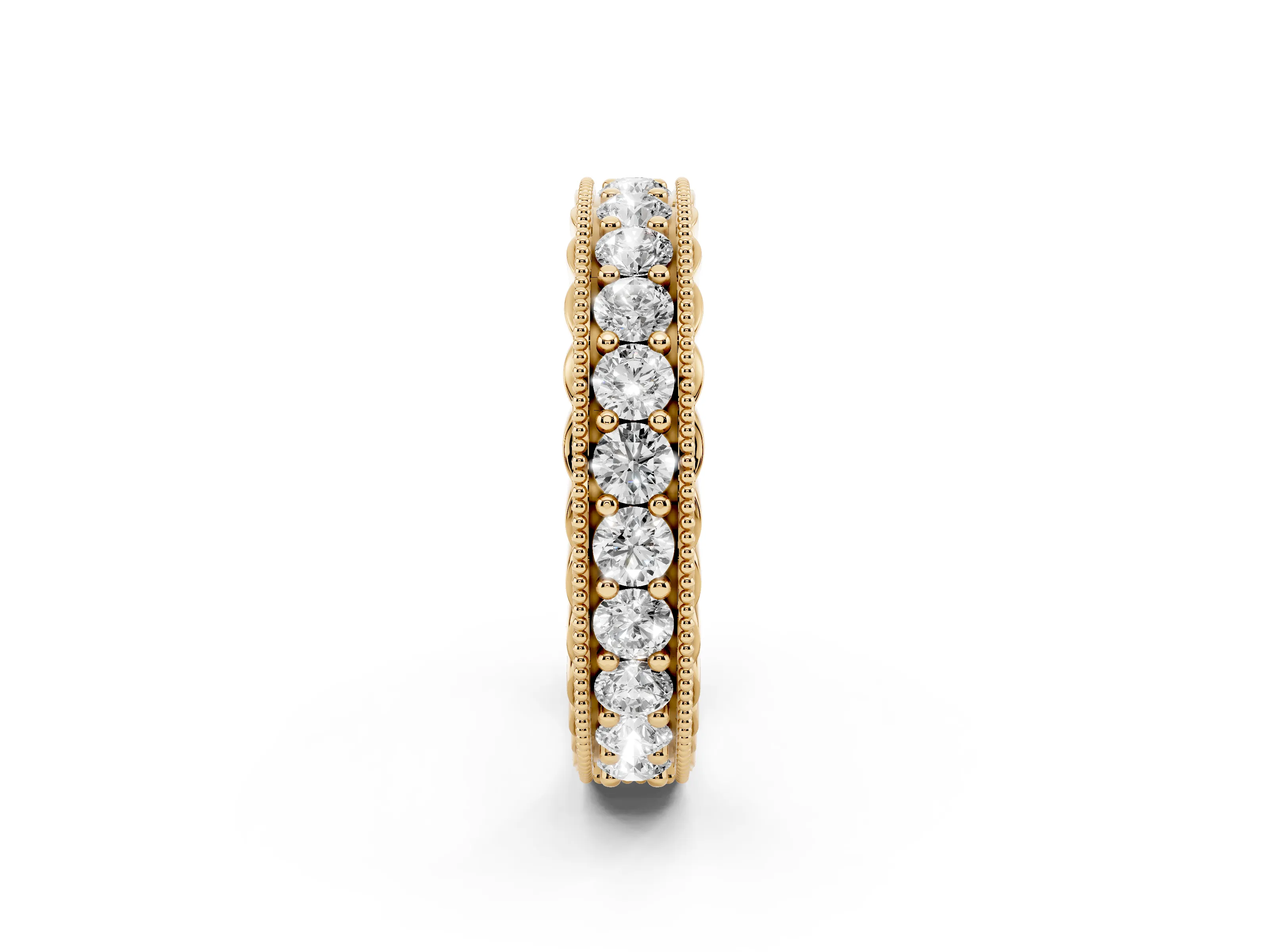 Round Diamond Full Circle Eternity Band Set in Yellow gold with Channel Setting