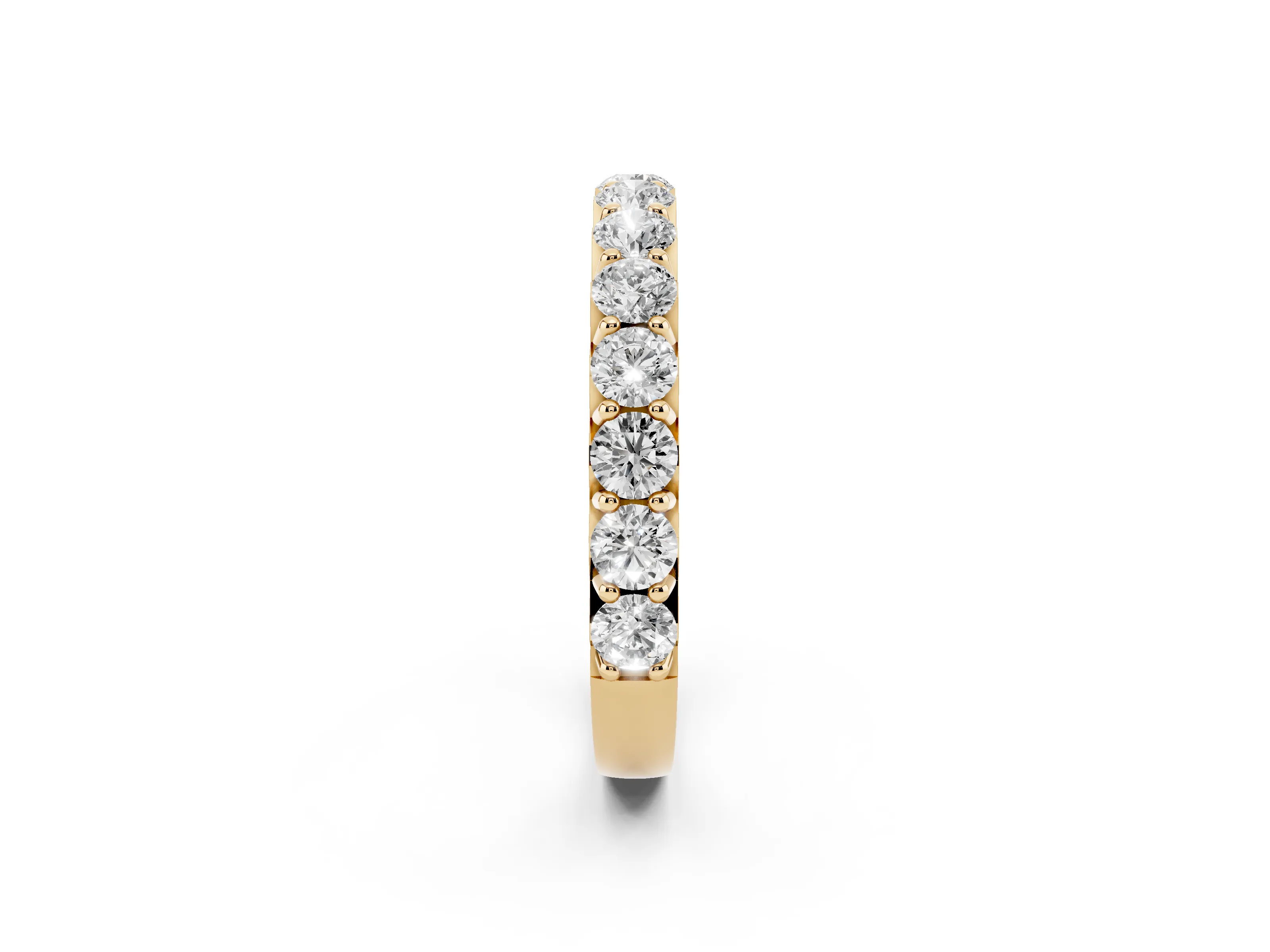 Round Diamond Half Eternity Band Set in Yellow gold with Classic Prong Setting