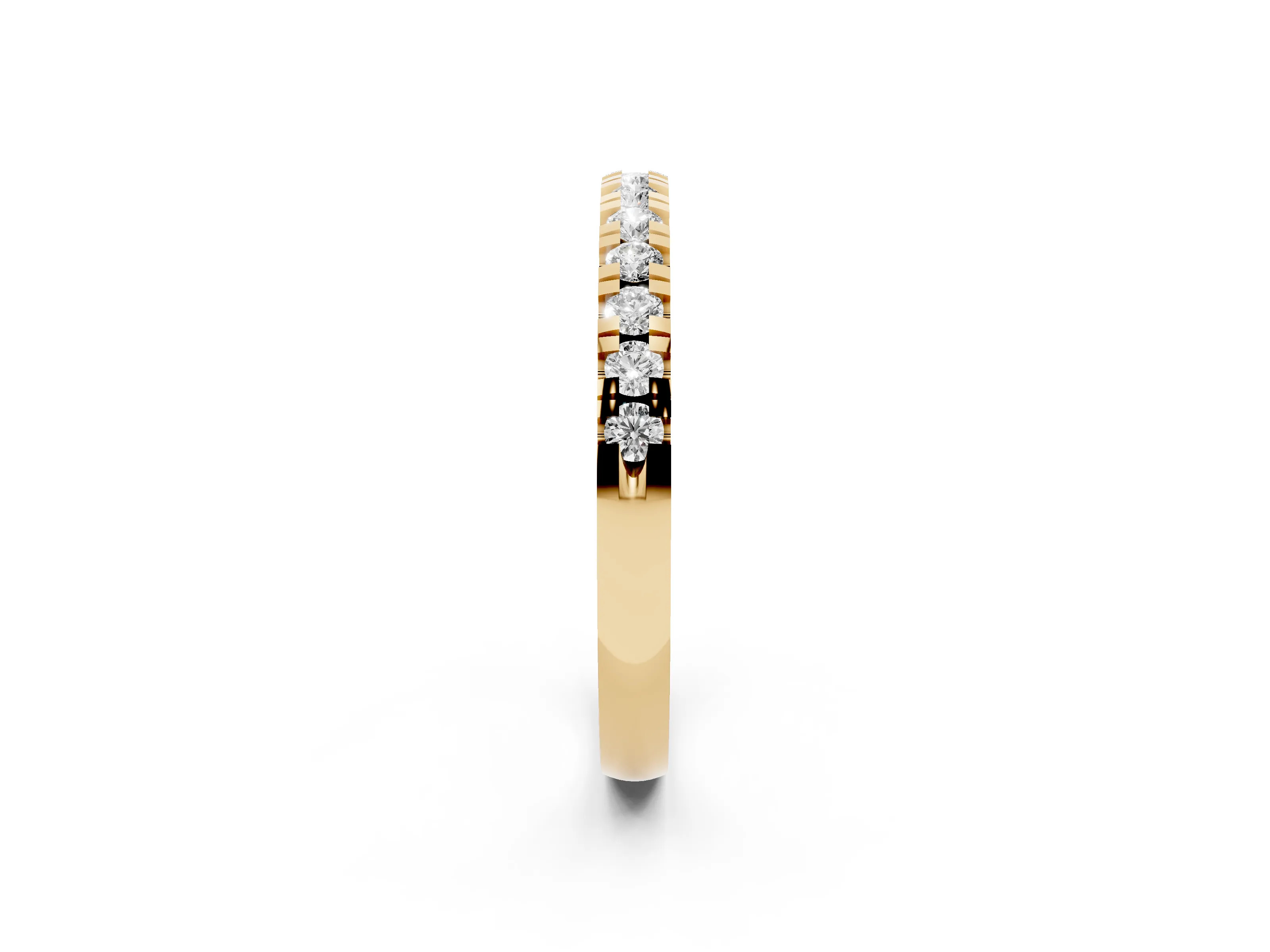 Round Cut Diamond Pavé Thin Band Set in Yellow gold