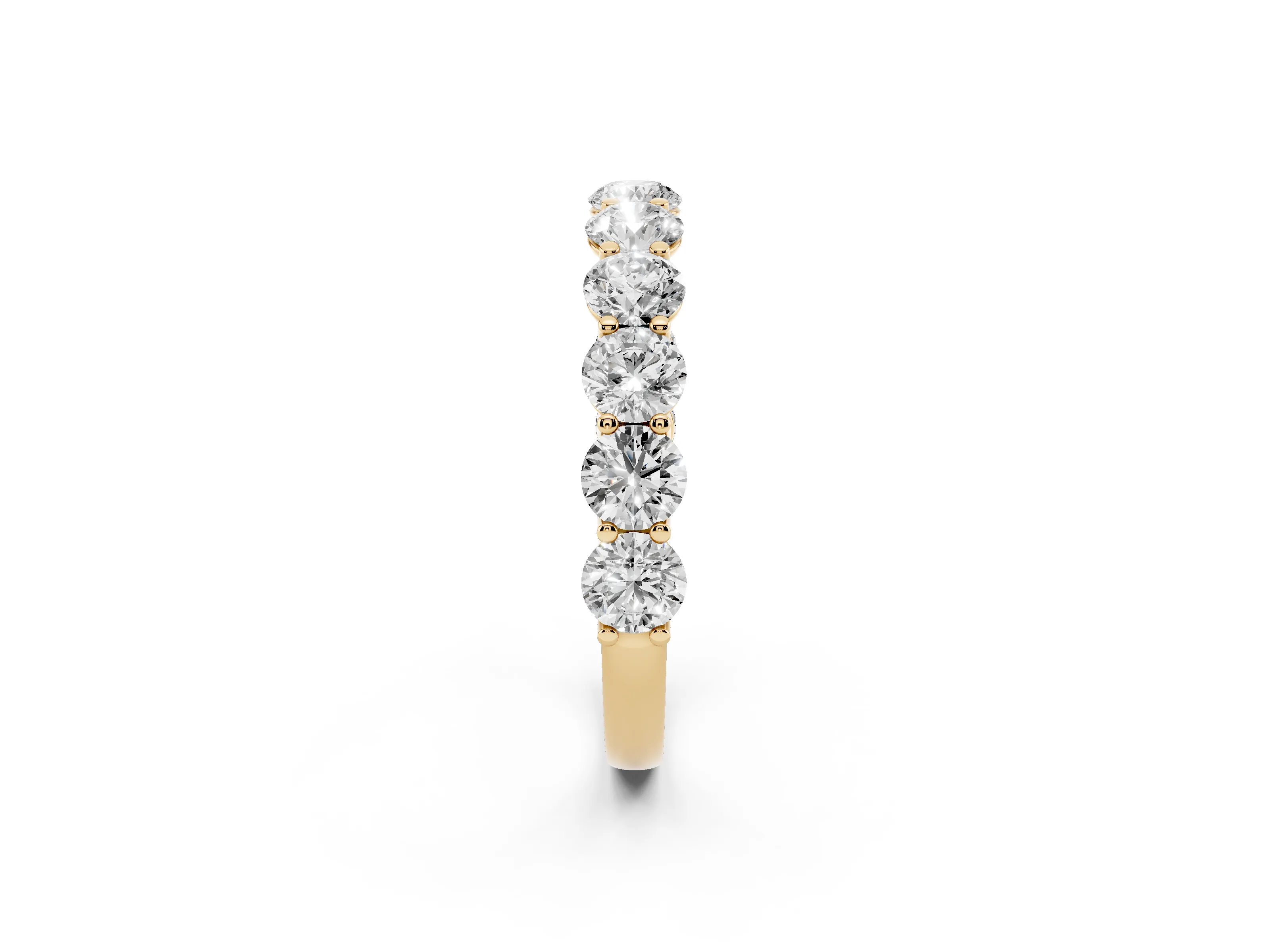 Round Diamond Shared Prong Eternity Band Set in Yellow gold