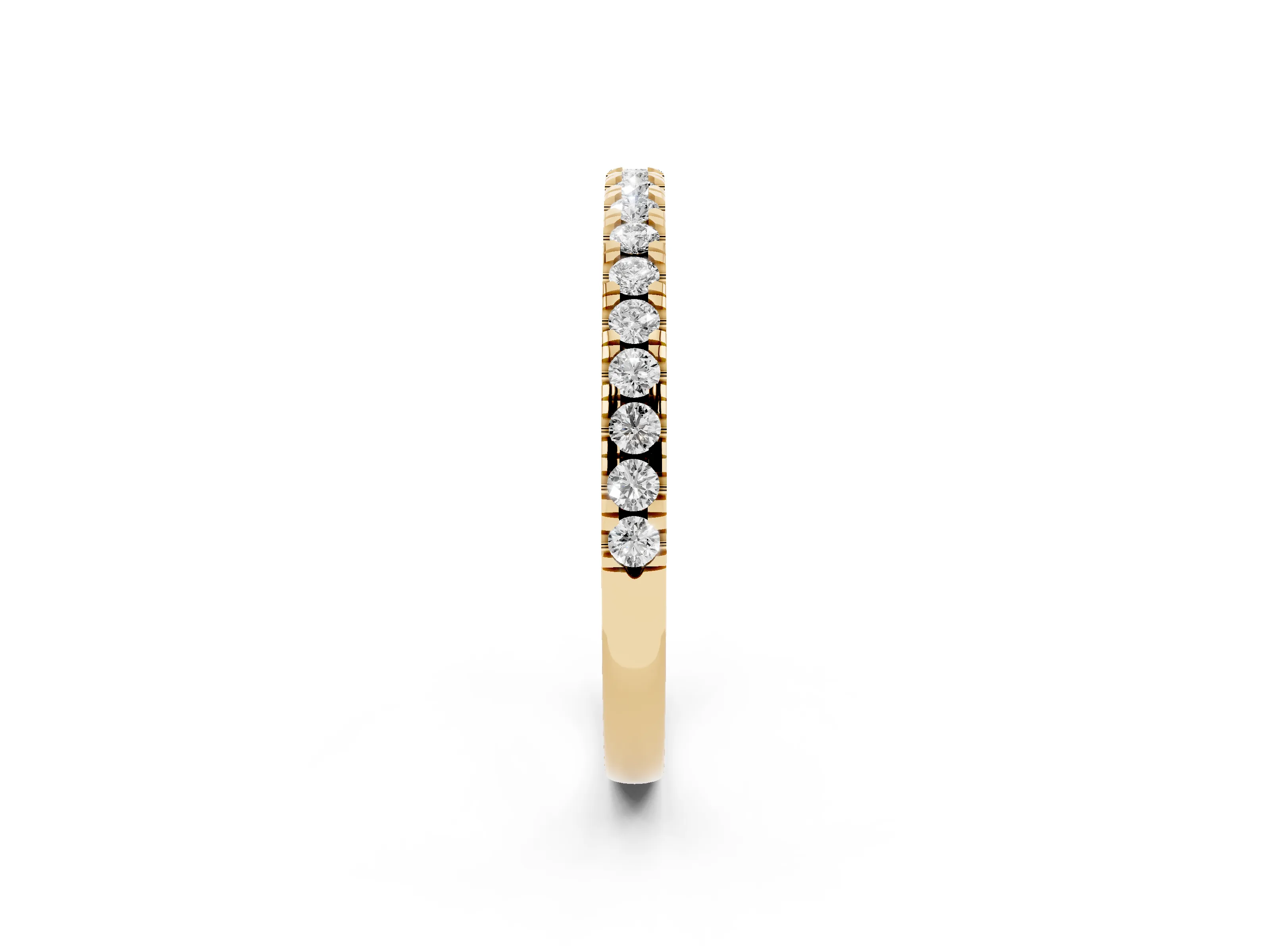 Round Diamond Eternity Band Set in Yellow gold with Pavé-Set Row