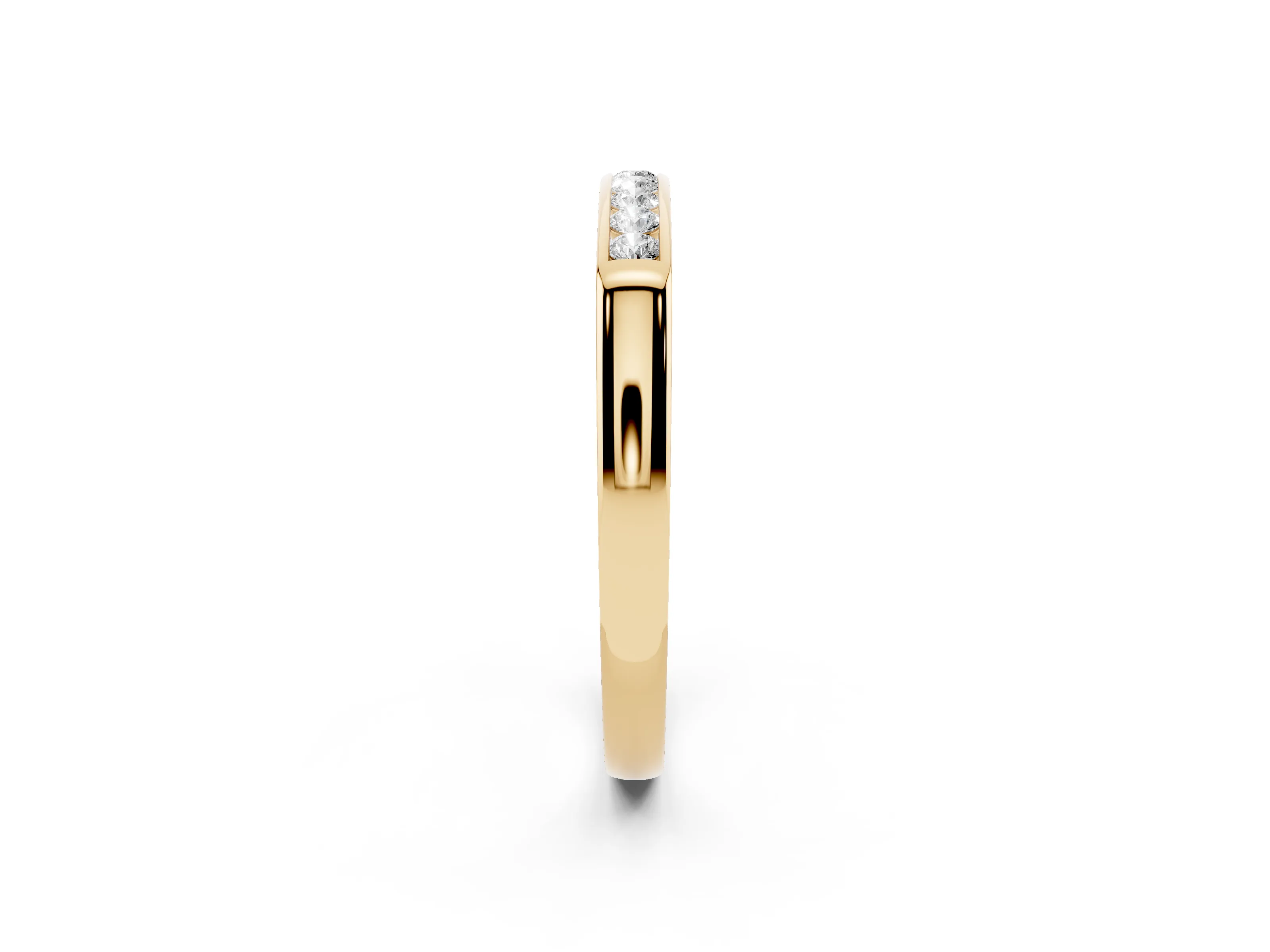 Round Diamond Flat Band Set in Yellow gold with Six-Stone Channel Setting