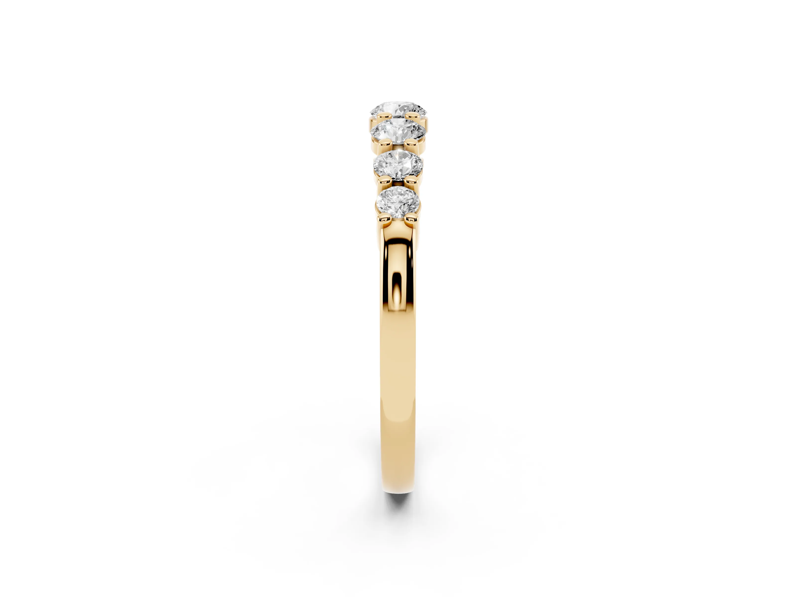 Round Diamond Half Eternity Stacking Band Set in Yellow gold with Prong Setting