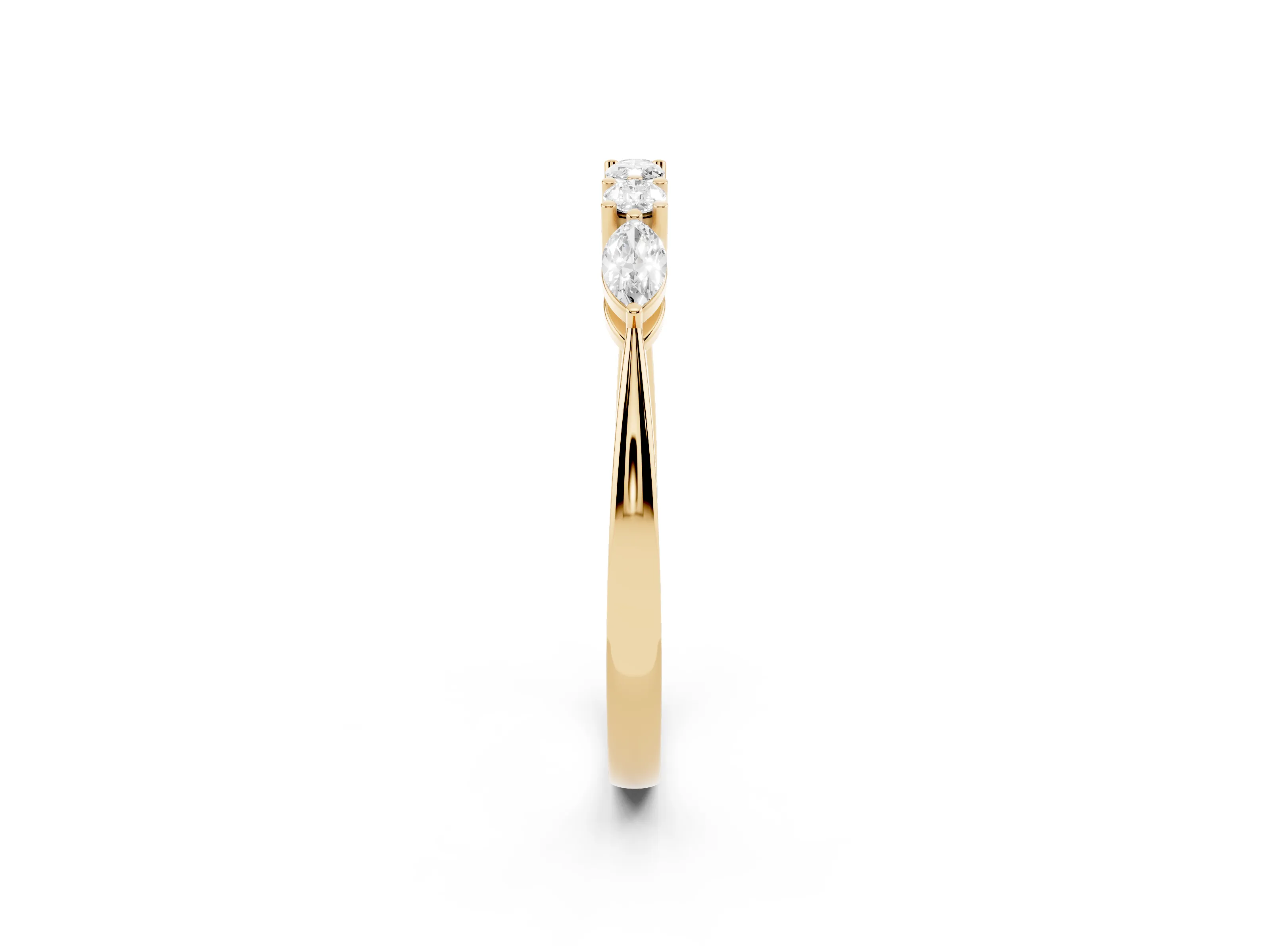Round Diamond Five-Stone Half Eternity Band Set in Yellow gold with Prong Setting