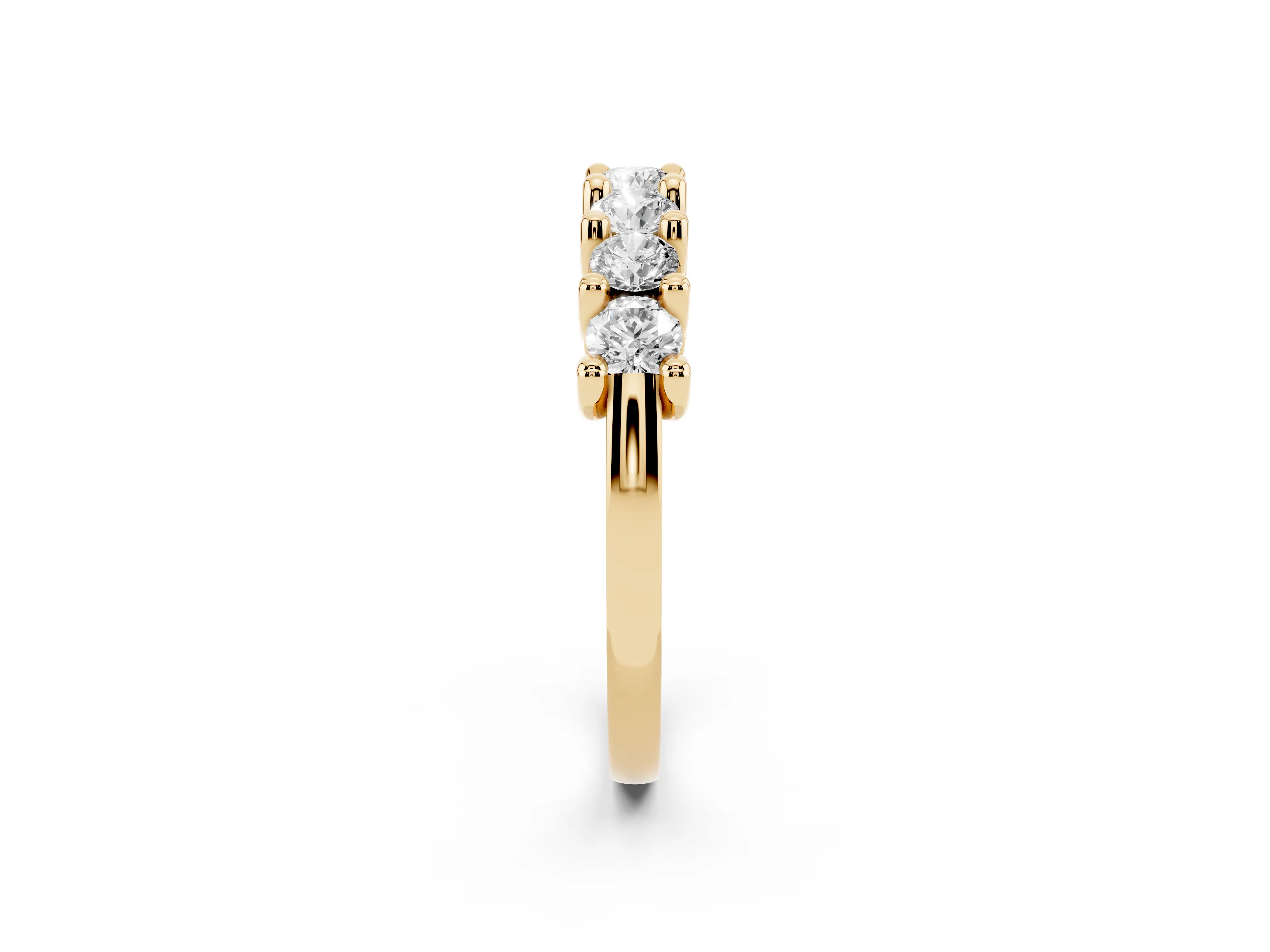 Round Diamond Half Eternity Band Set in Yellow gold with Secure Prong Setting