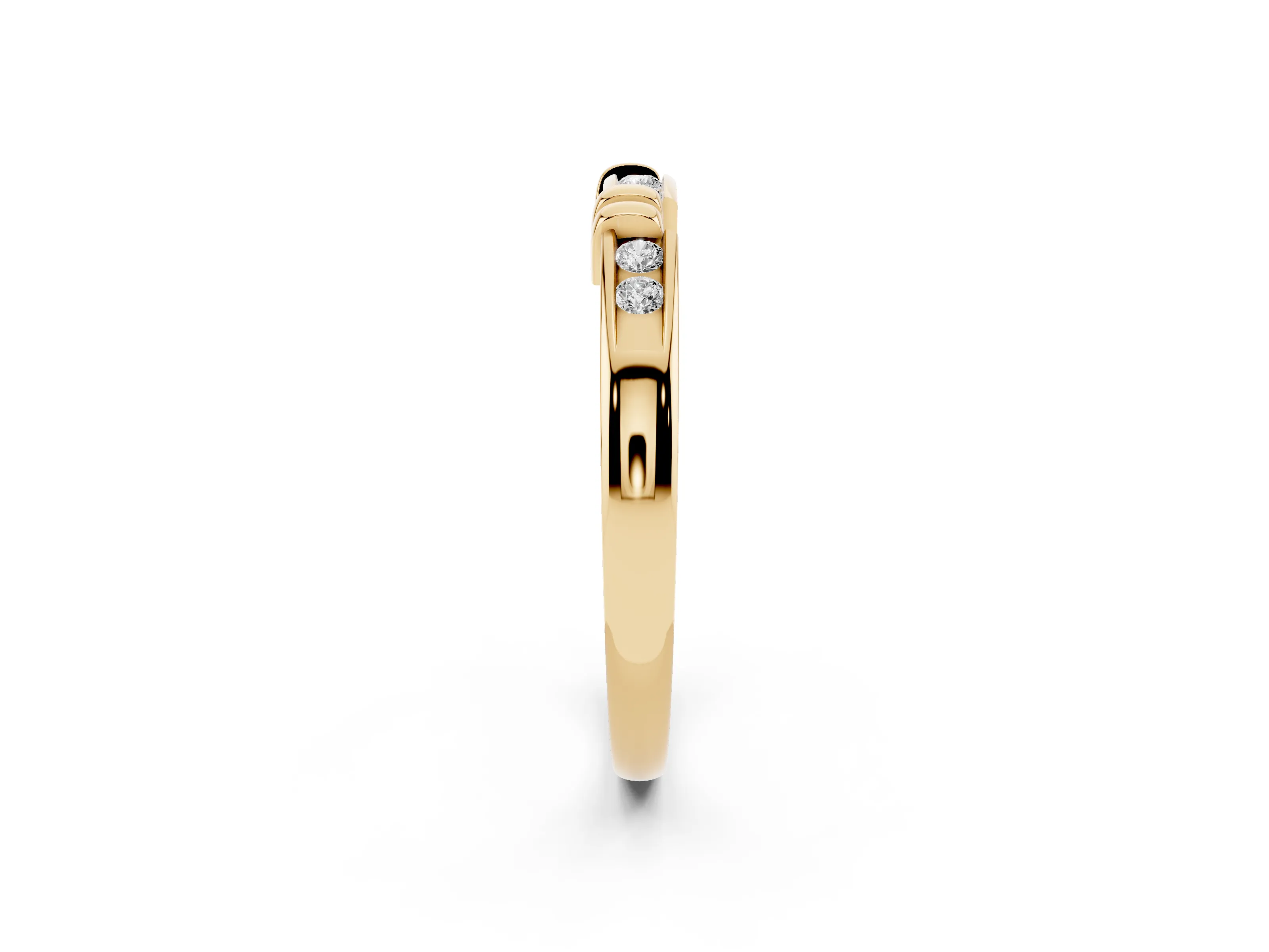 Round Diamond Half Eternity Band Set in Yellow gold with Channel and Bar Prong Setting