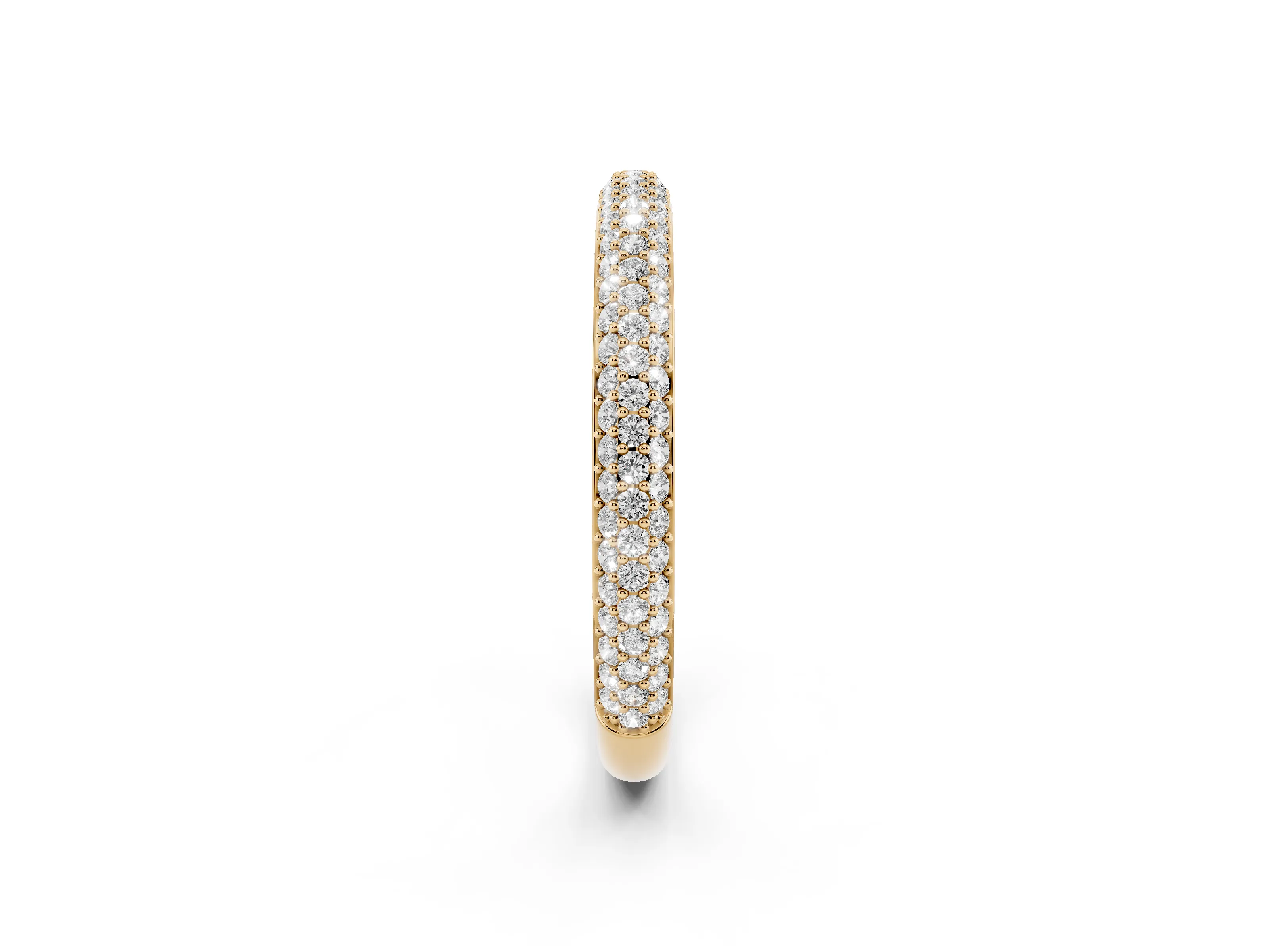 Round Diamond Three-Row Pavé Eternity Band Set in Yellow gold