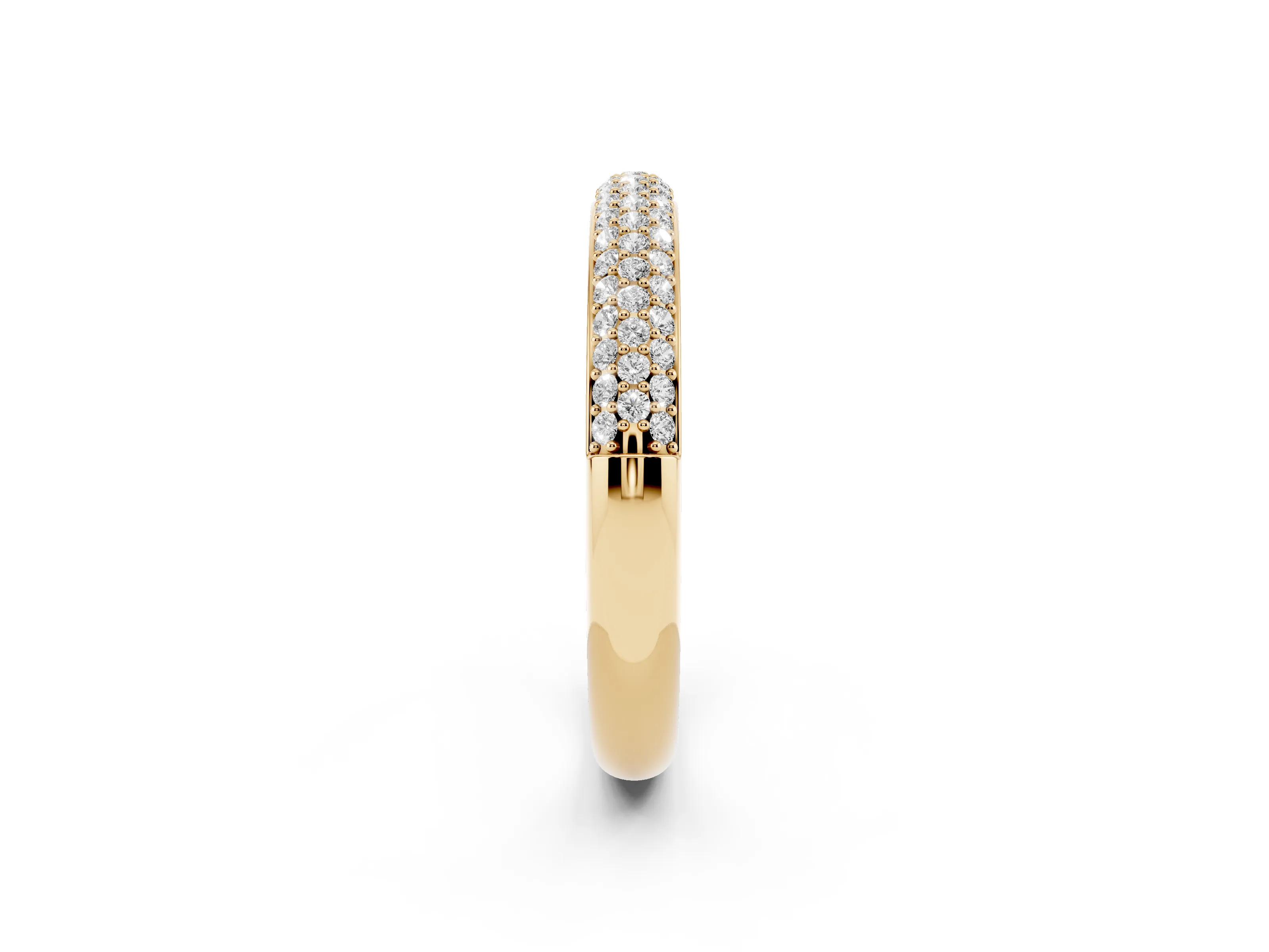 Round Diamond Three-Row Pavé Eternity Band Set in Yellow gold with Shared Prongs