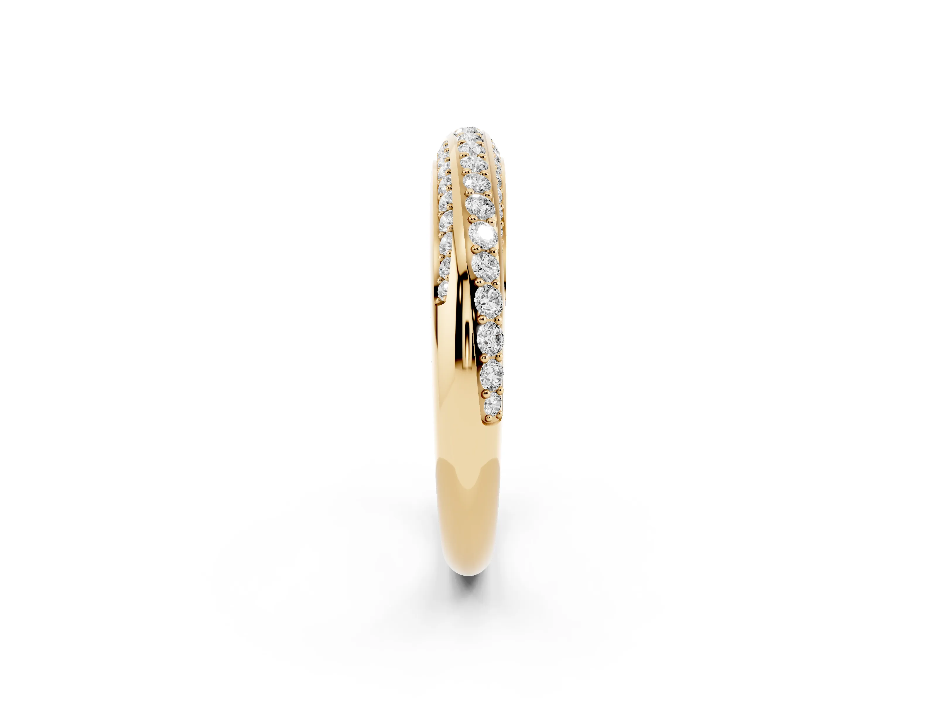 Round Diamond Double Row Pavé Band Set in Yellow gold with Channel Setting