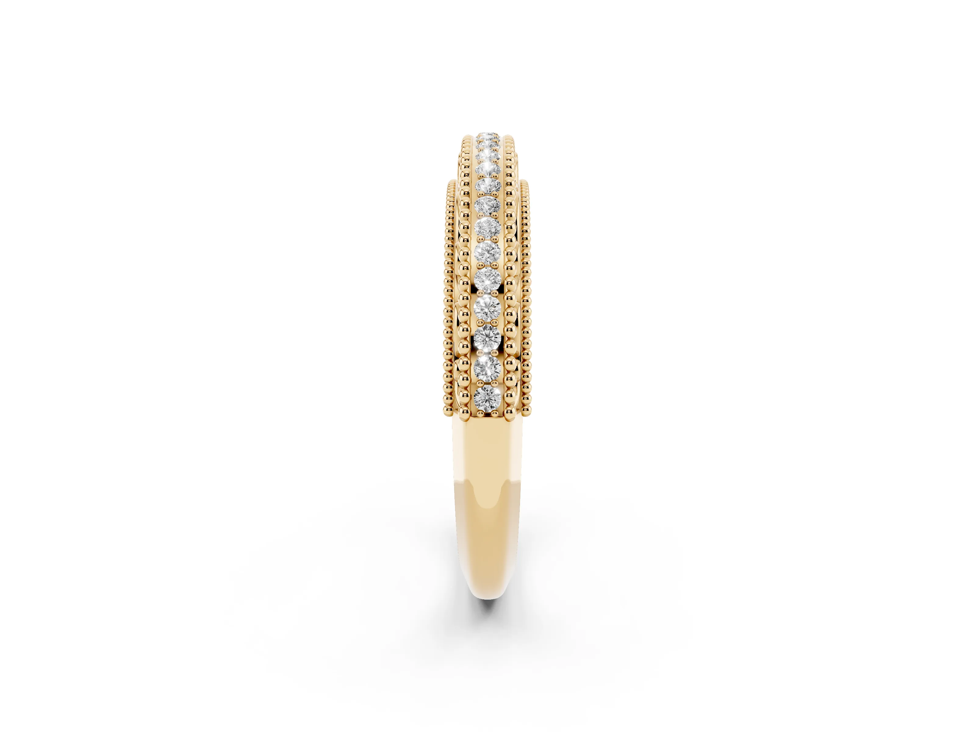 Round Diamond Pavé Eternity Band Set in Yellow gold with Milgrain Edges