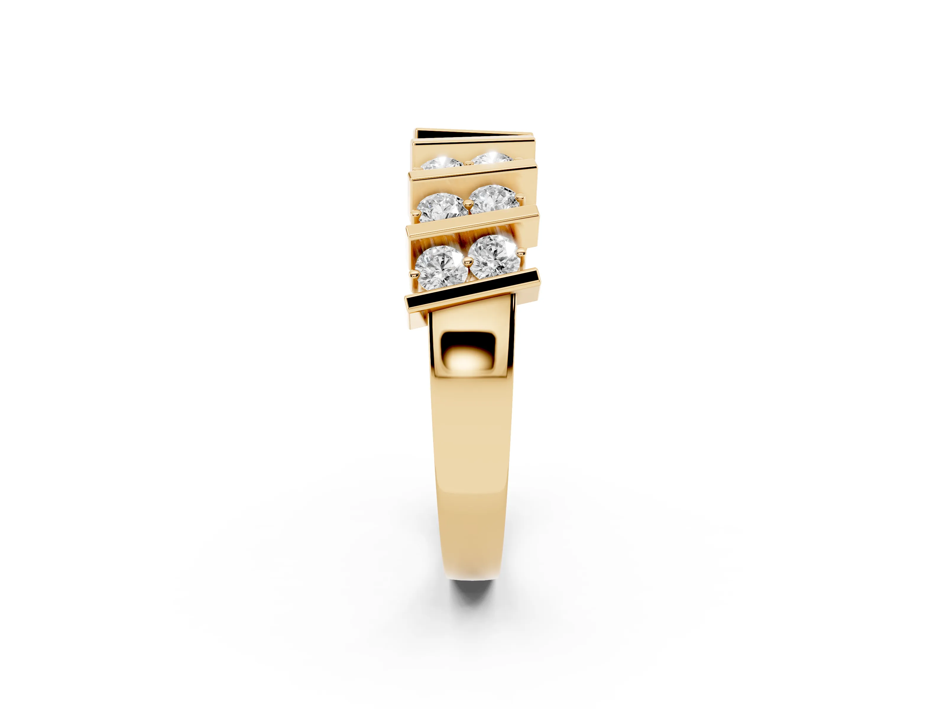 Round Diamond Channel Anniversary Band Set in Yellow gold with Vertical Prongs