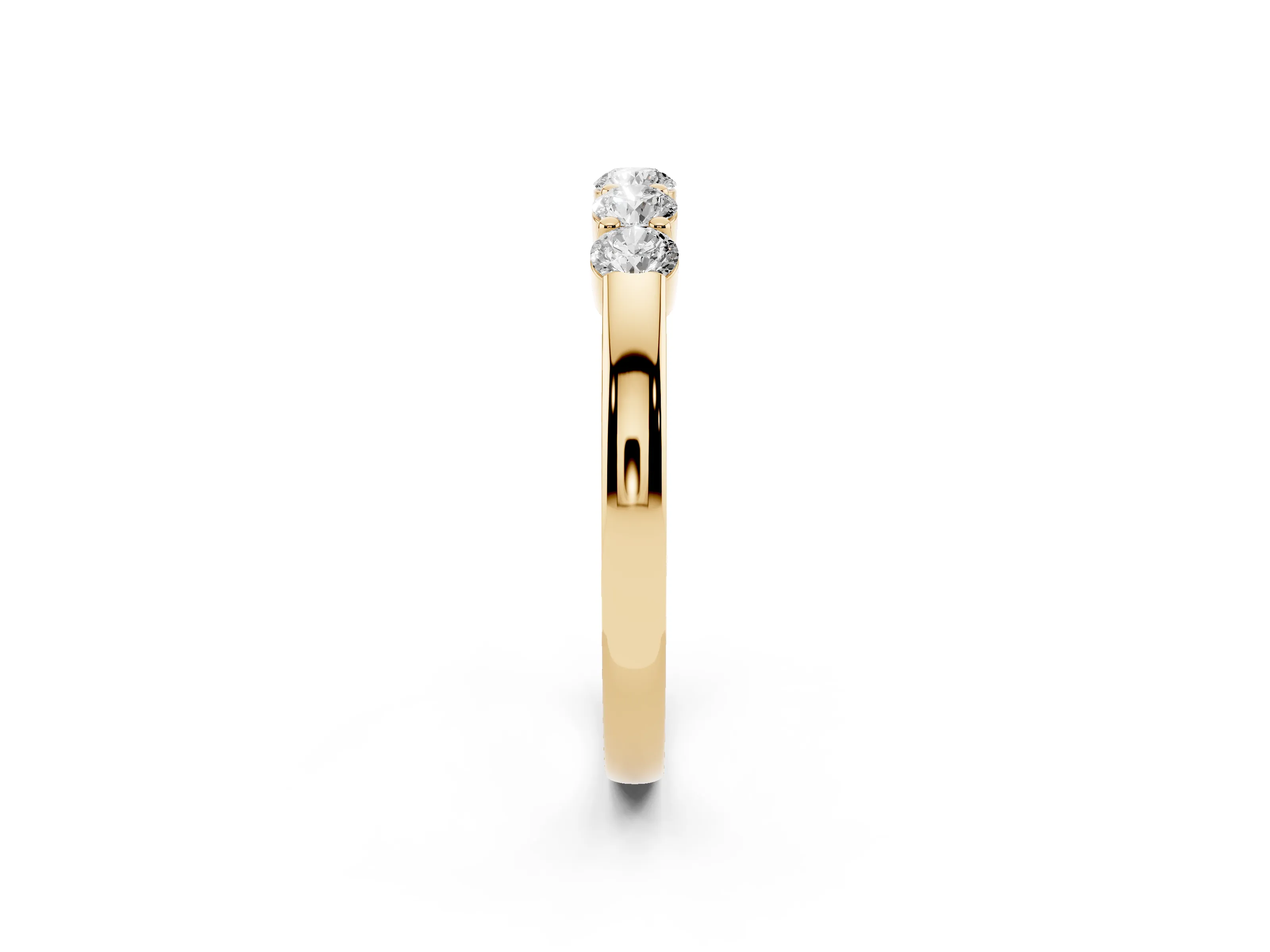 Five-Stone Round Diamond Channel Band Set in Yellow gold with Shared Prong Setting