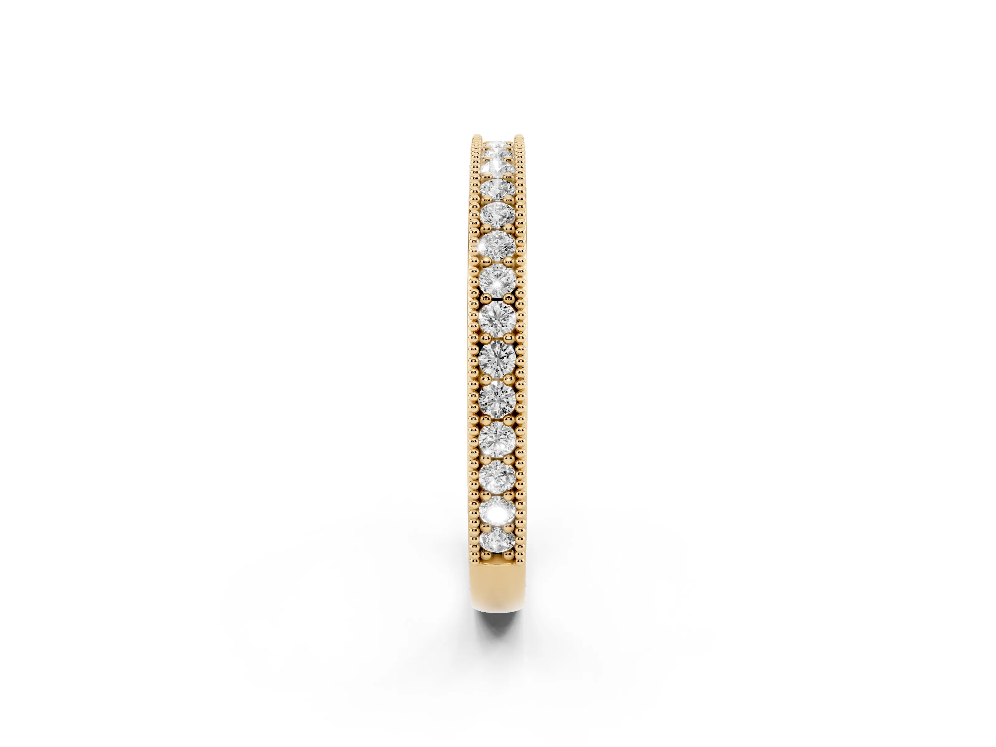 Round Diamond Pavé Eternity Band Set in Yellow gold with Milgrain Edge Trim