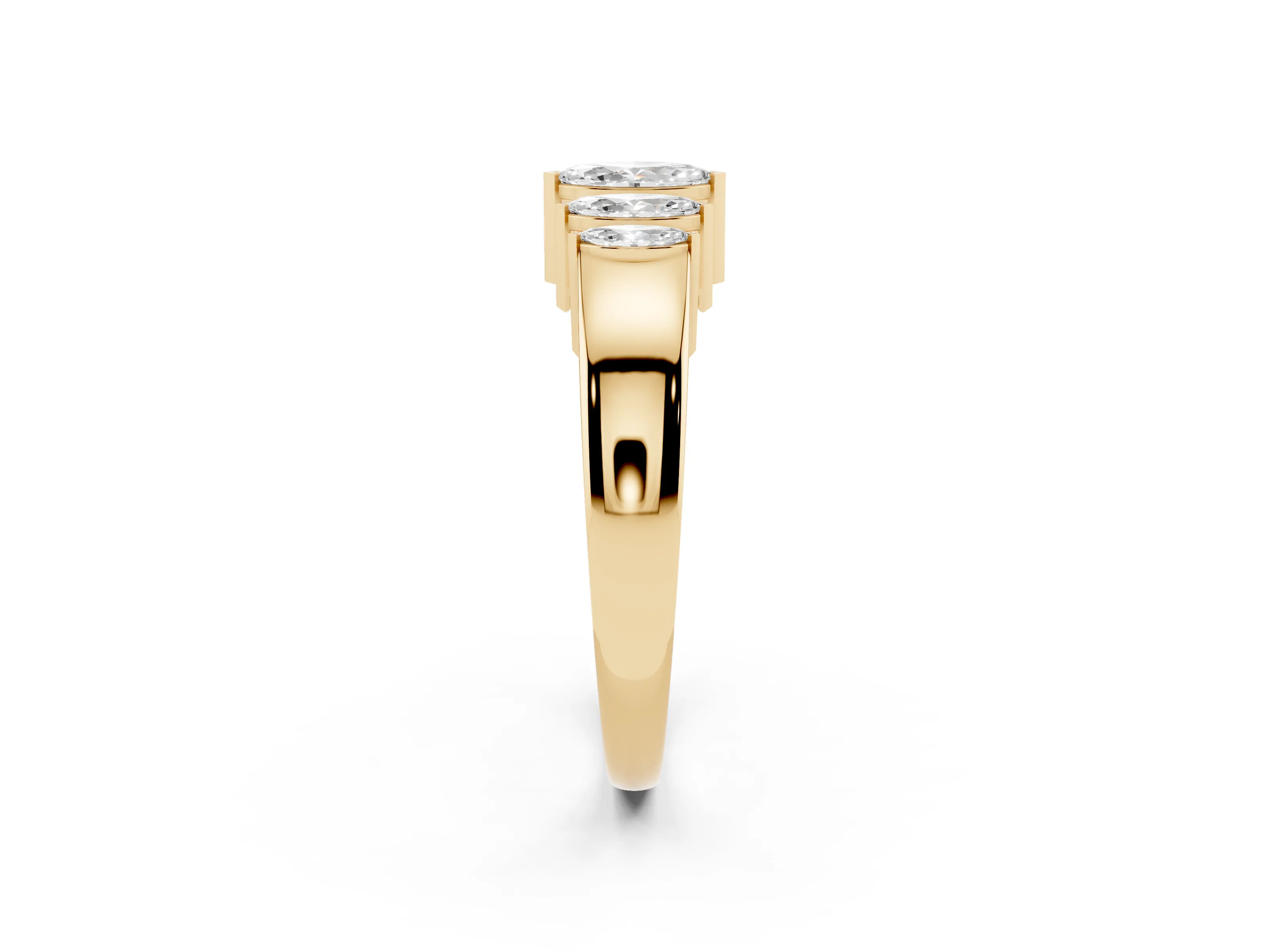 Marquise Diamond Five-Stone Band Set in Yellow gold with Bar Setting