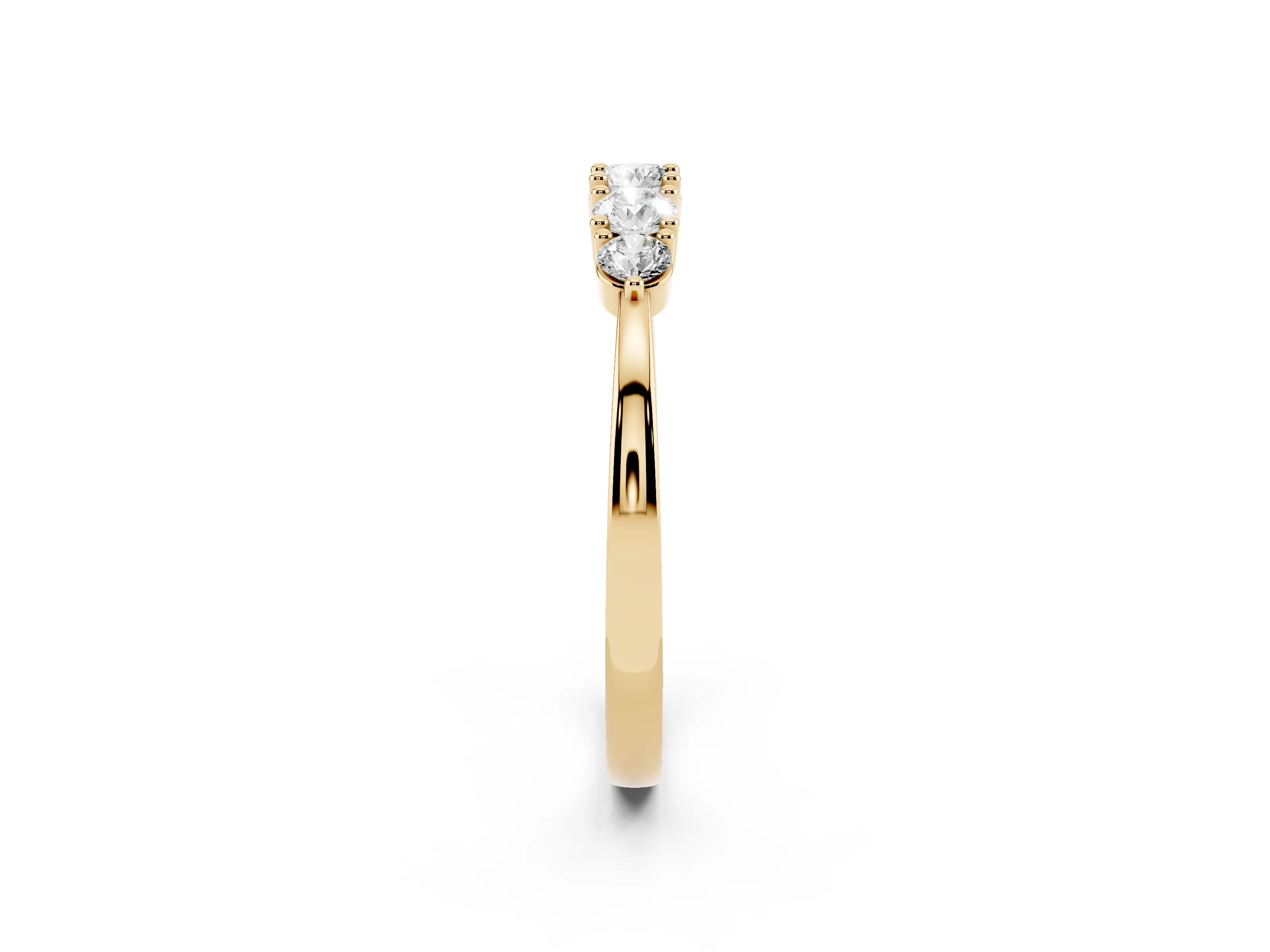 Round Diamond Half Eternity Band Set in Yellow gold with Prong Setting