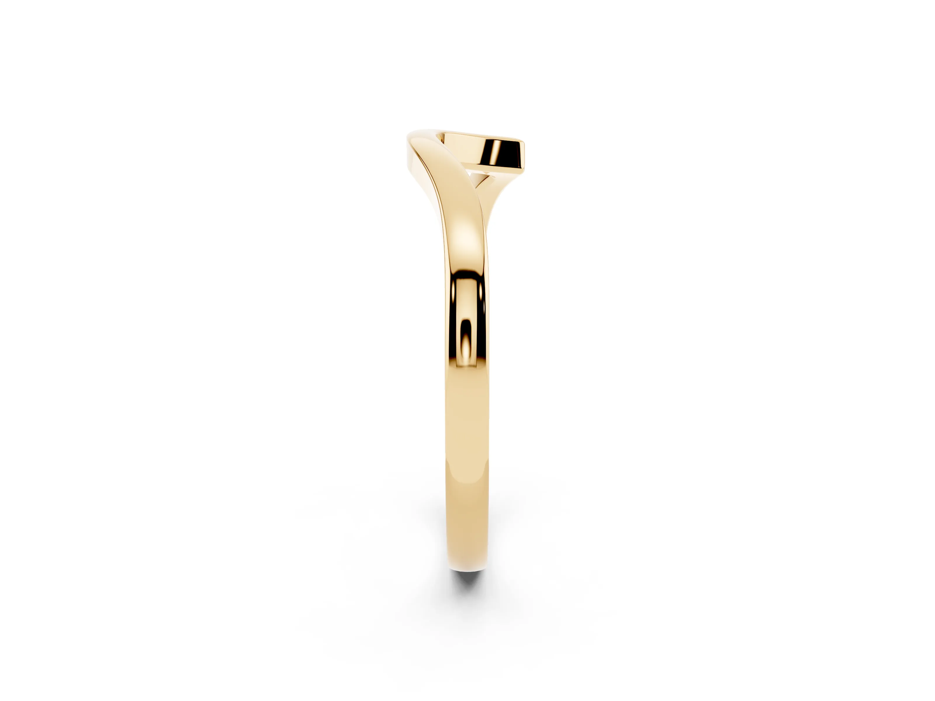 Round Diamond Curved Solitaire Band Set in Yellow gold with Prong Setting