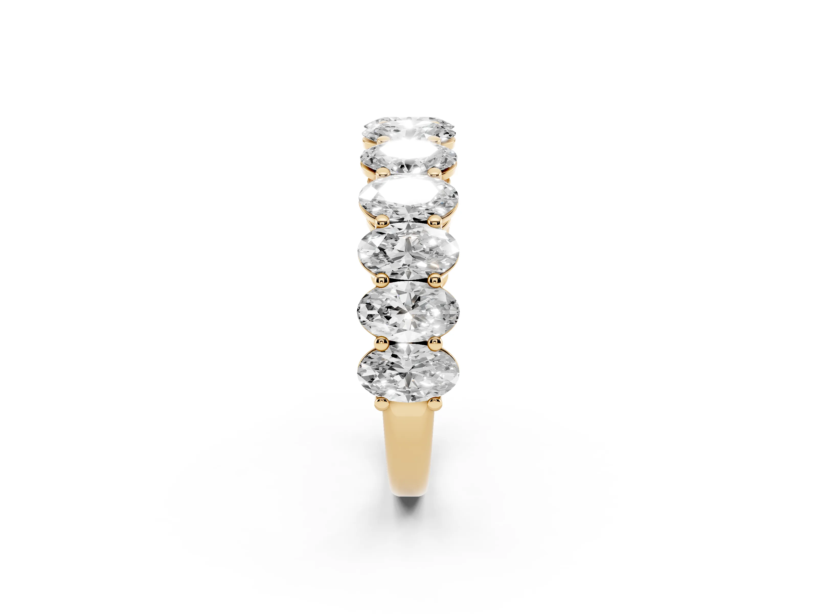 Oval Diamond Eternity Band Set in Yellow gold with Prong Setting