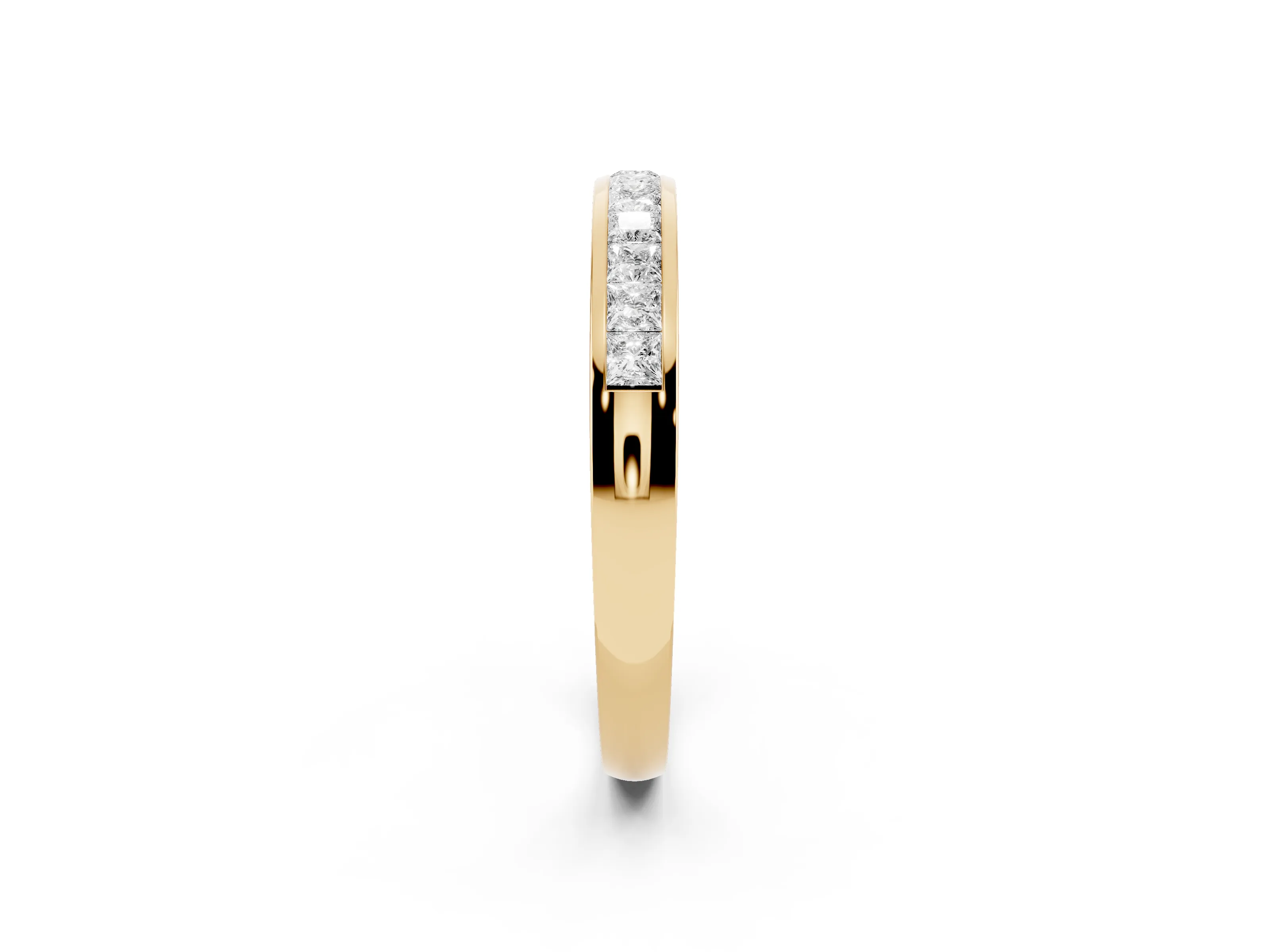 Princess Diamond Full Eternity Band Set in Yellow gold with Channel Setting