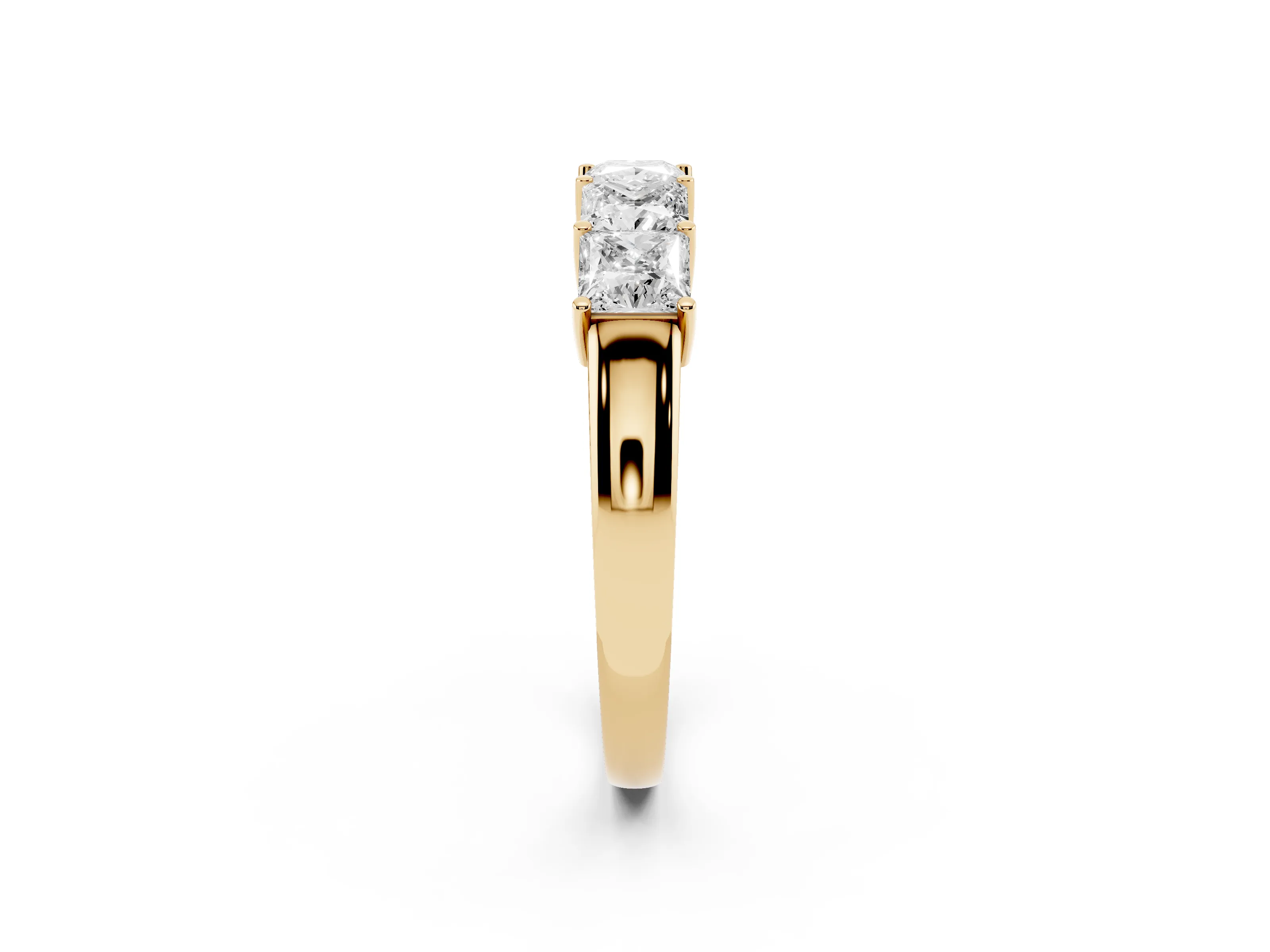Princess Cut Diamond Five-Stone Band Set in Yellow gold with Prong Setting
