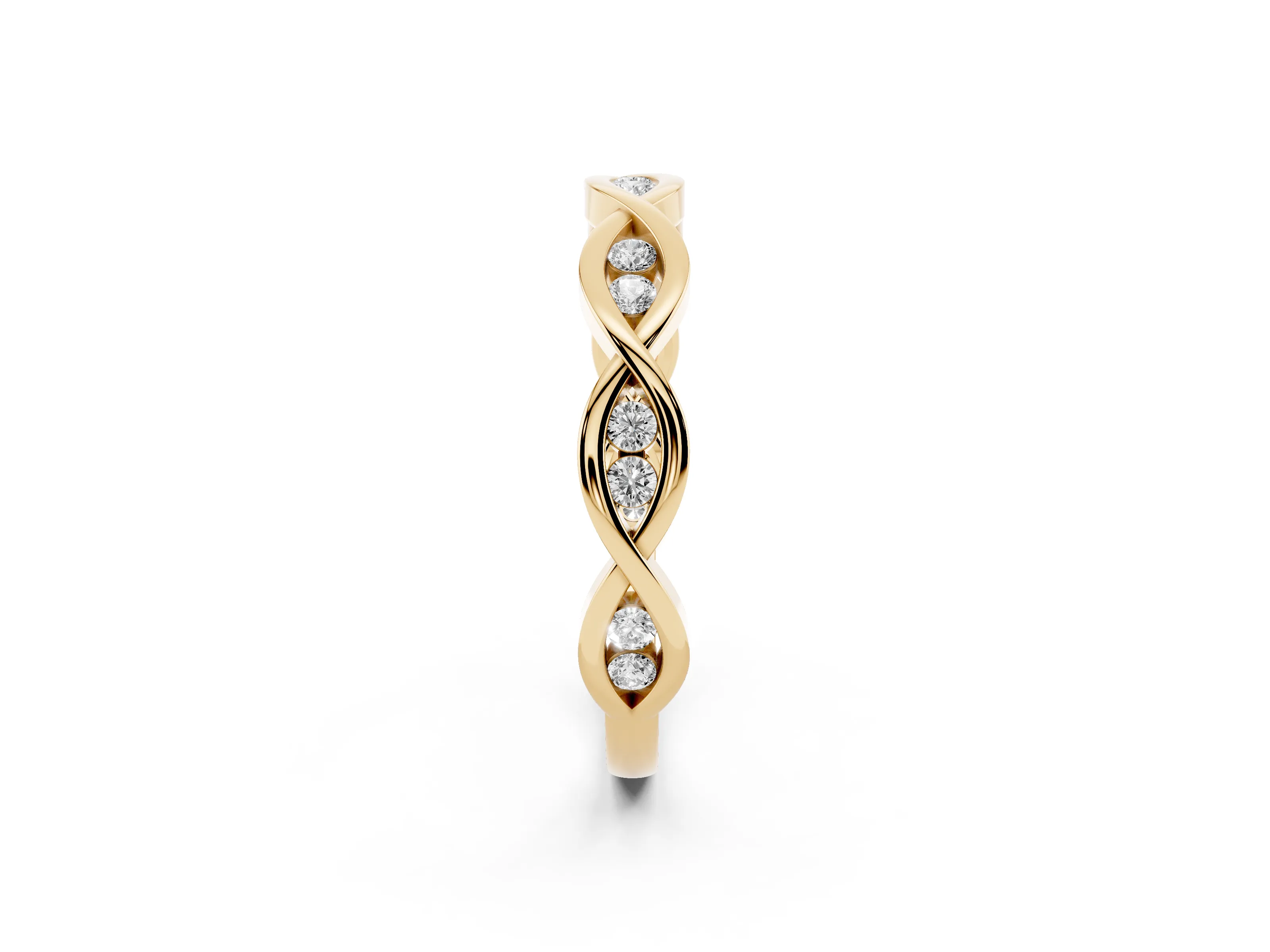 Round Diamond Twist Eternity Band Set in Yellow gold with Bezel Setting