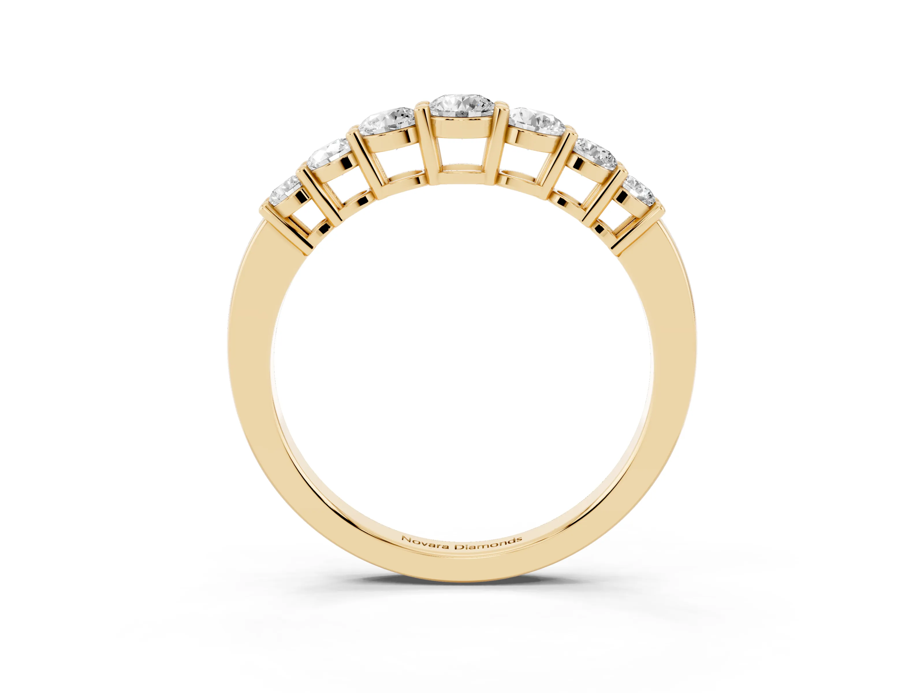 Round Diamond Half Eternity Stacking Band Set in Yellow gold with Prong Setting