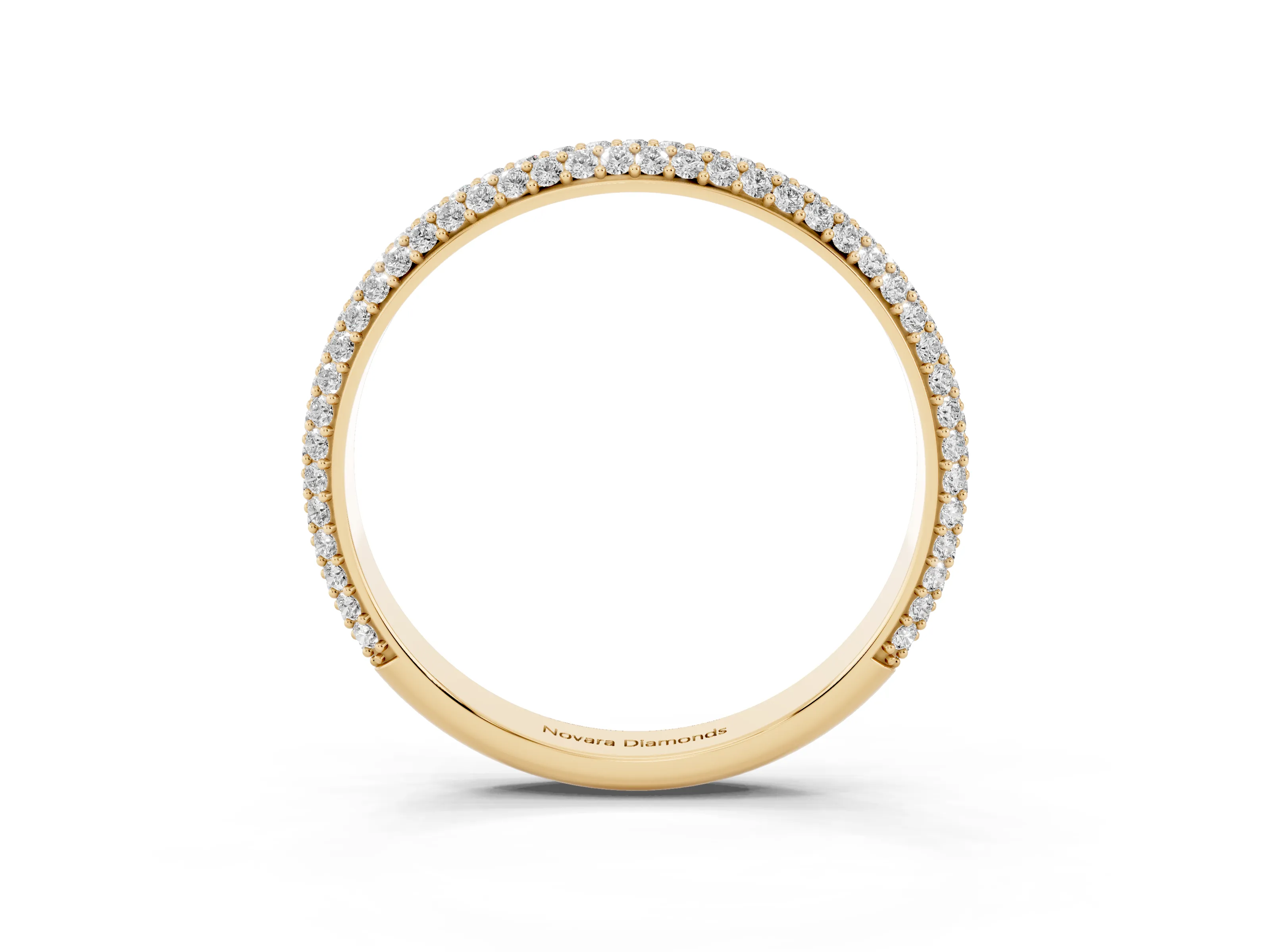 Round Diamond Three-Row Pavé Eternity Band Set in Yellow gold