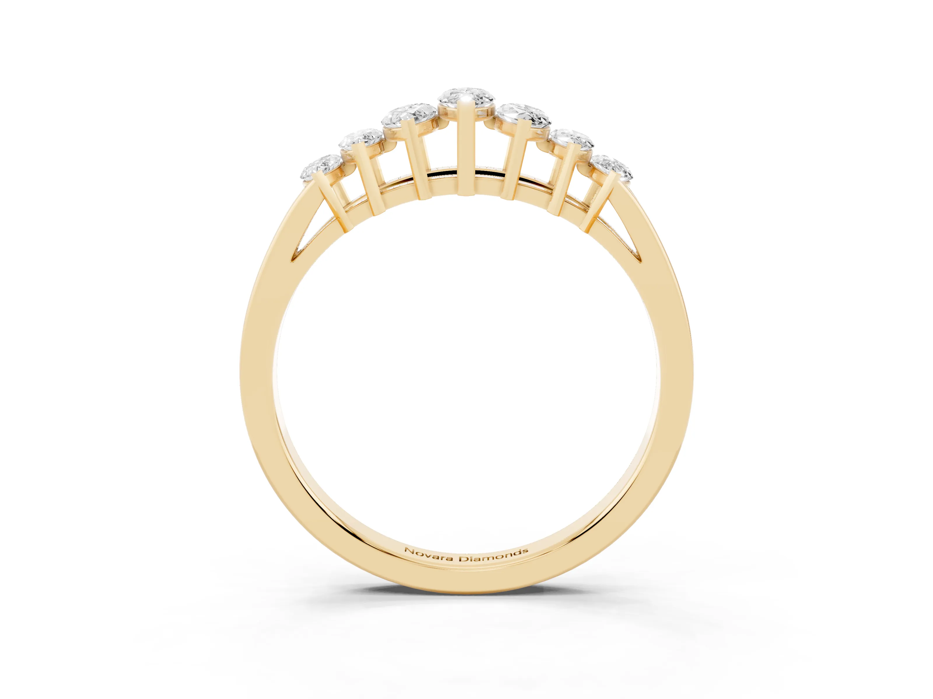 Marquise Diamond Half Eternity Band Set in Yellow gold with Seven Prong-Set Stones