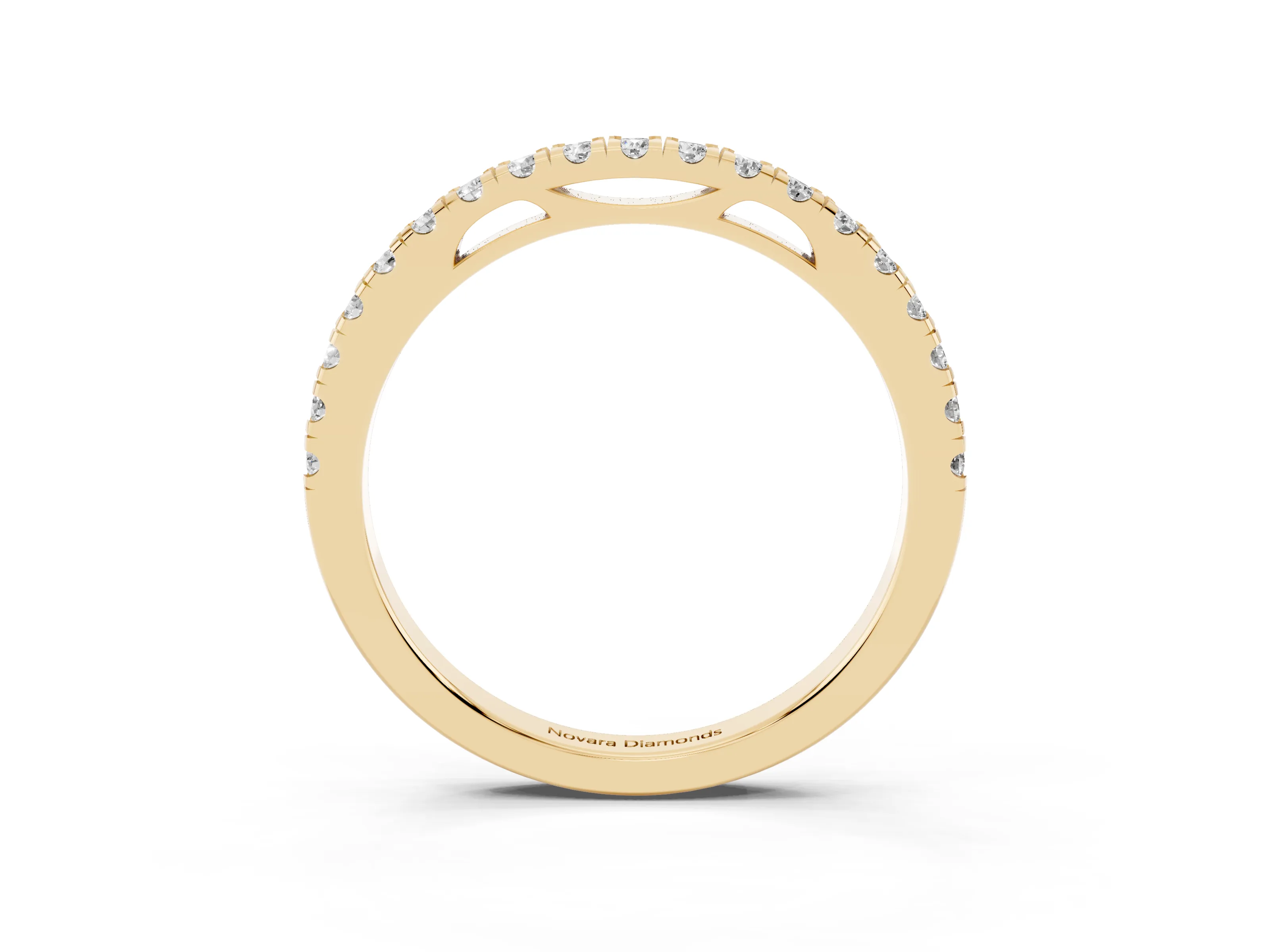 Round Diamond Eternity Band Set in Yellow gold with Pavé-Set Row