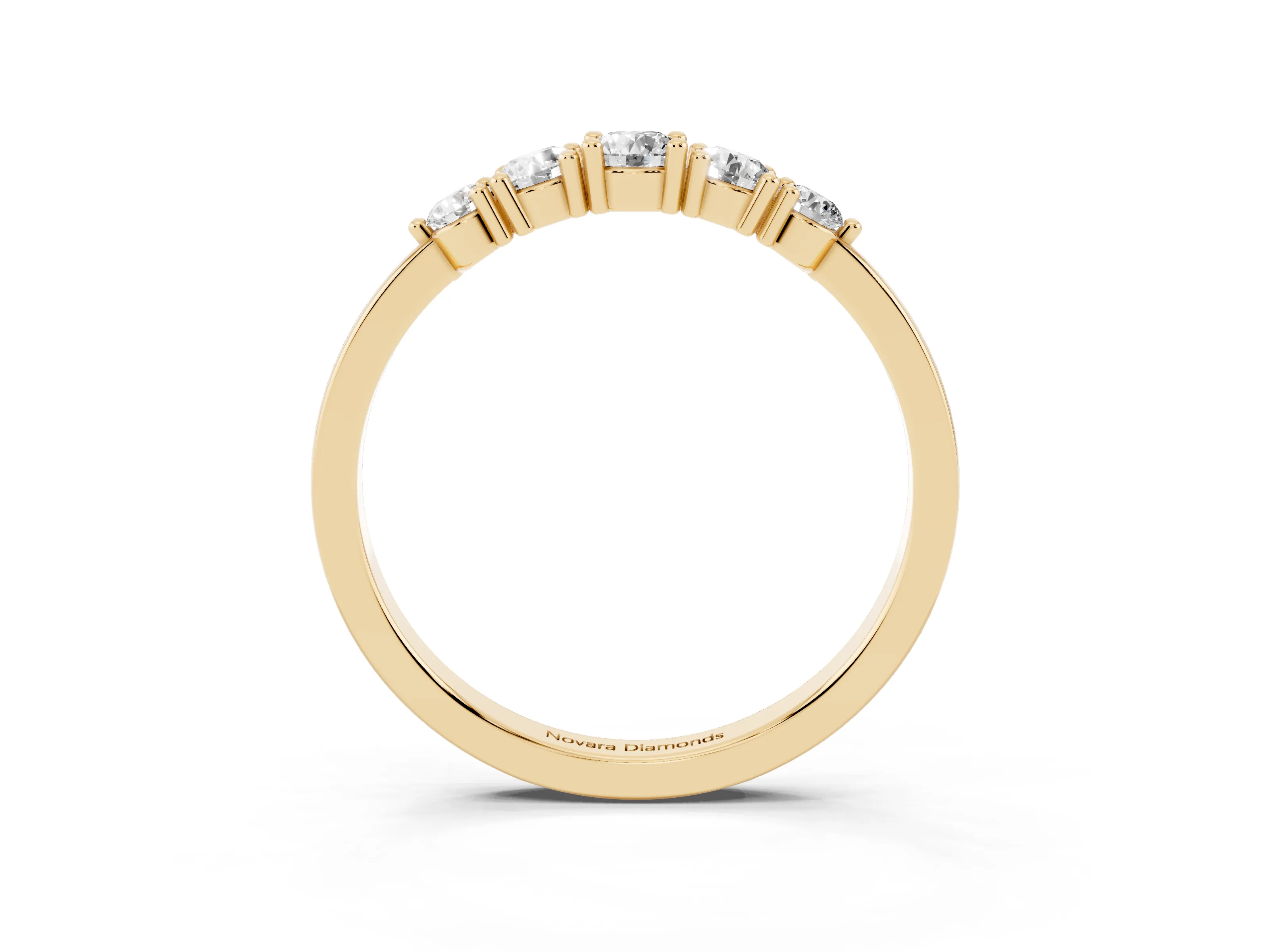 Round Diamond Half Eternity Band Set in Yellow gold with Prong Setting