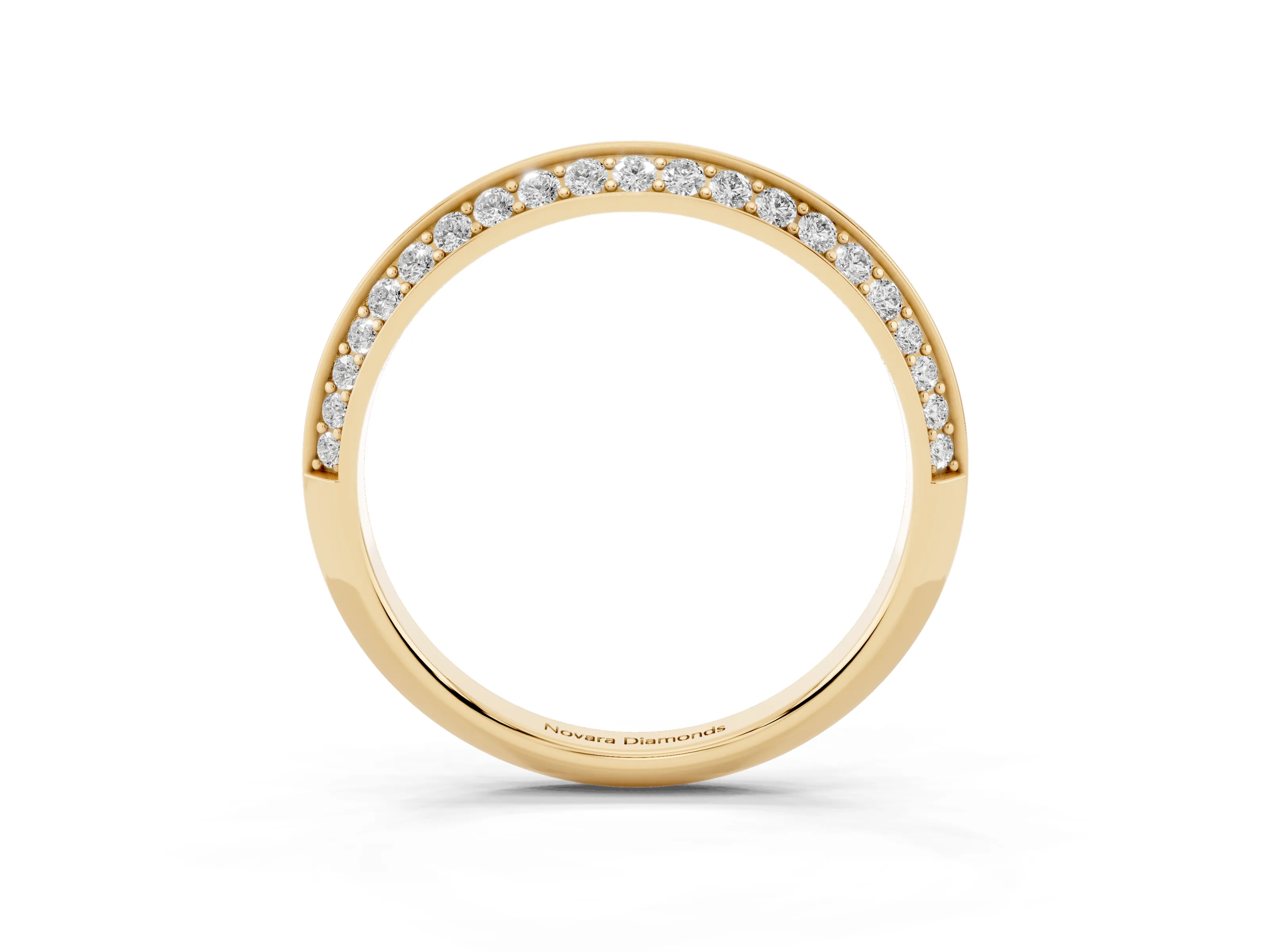 Round Diamond Double Row Pavé Eternity Band Set in Yellow gold with Channel Setting