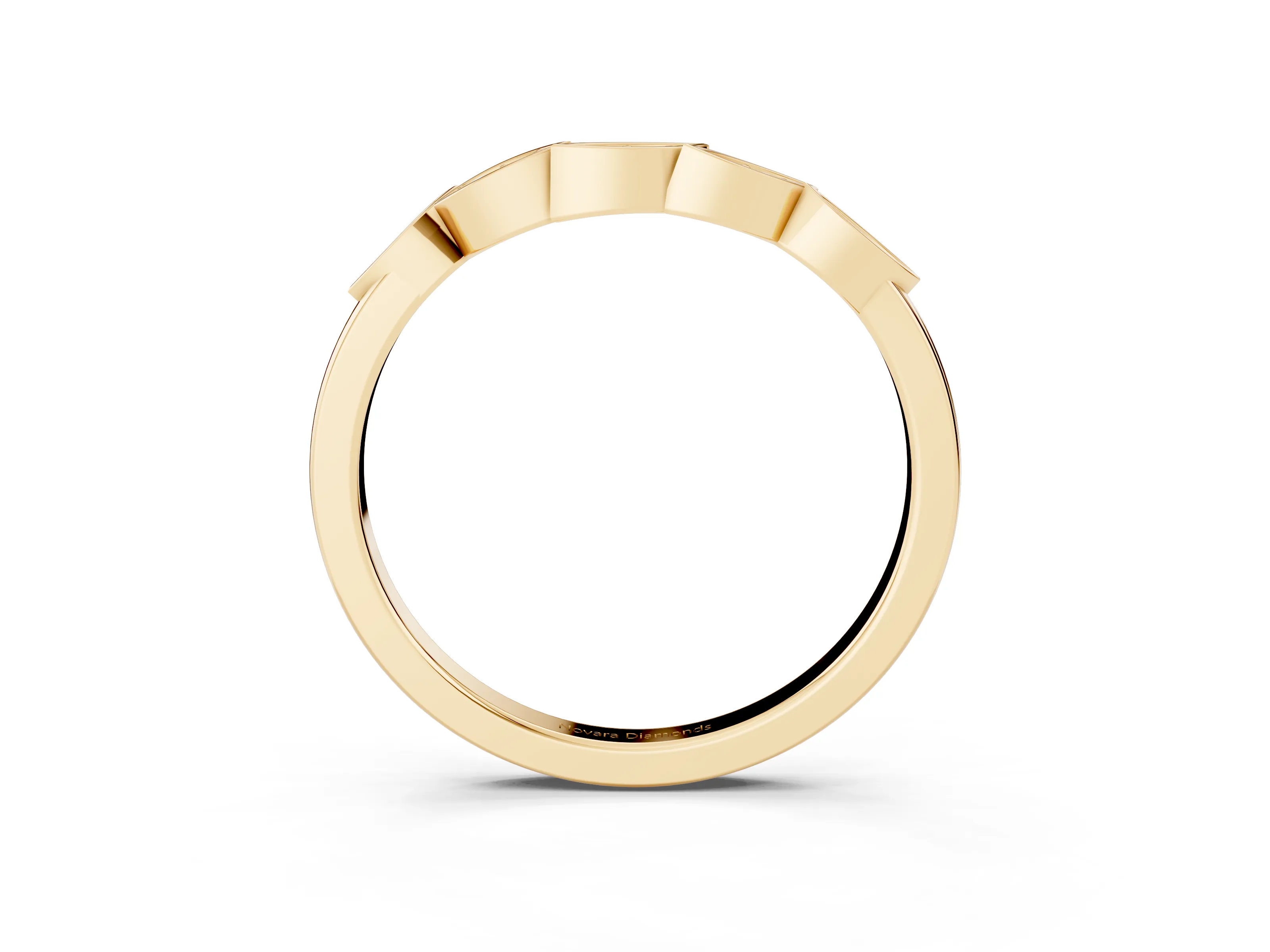 Marquise Diamond Leaf Eternity Band Set in Yellow gold with Bezel Setting