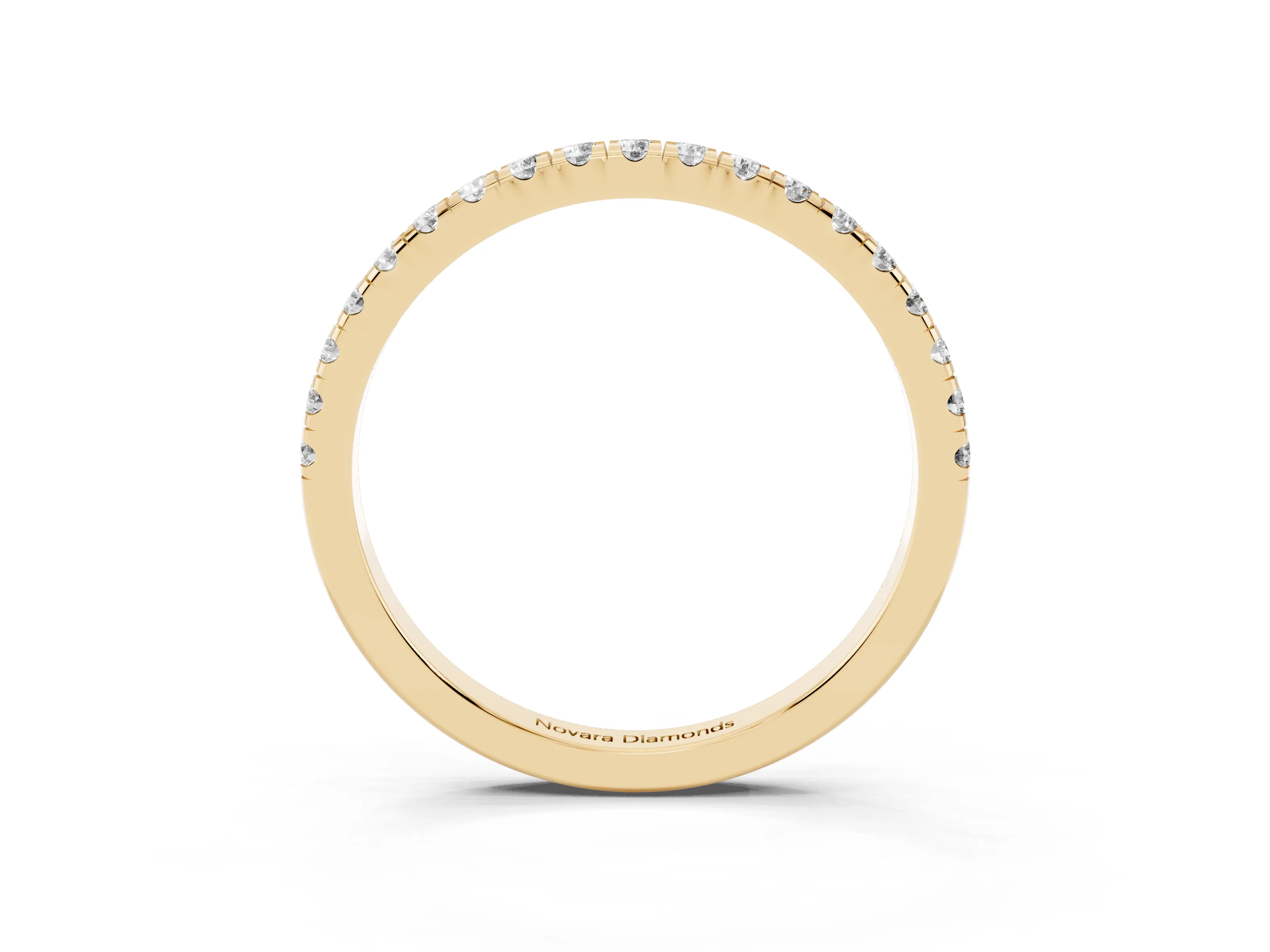 Round Diamond Top-Row Pavé Half Eternity Band Set in Yellow gold with Shared Prongs