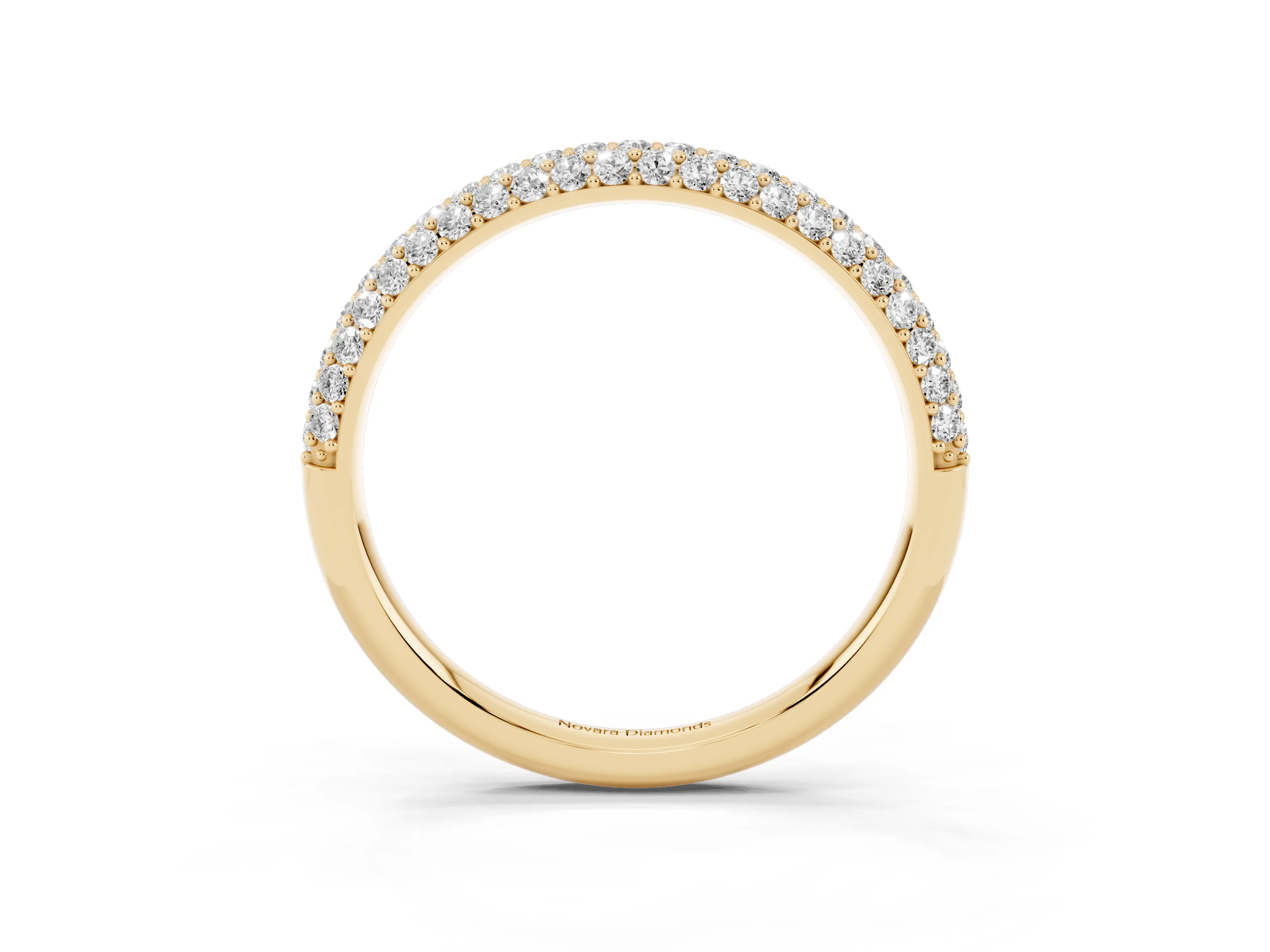 Round Diamond Pavé Eternity Band Set in Yellow gold with Full Circle Row