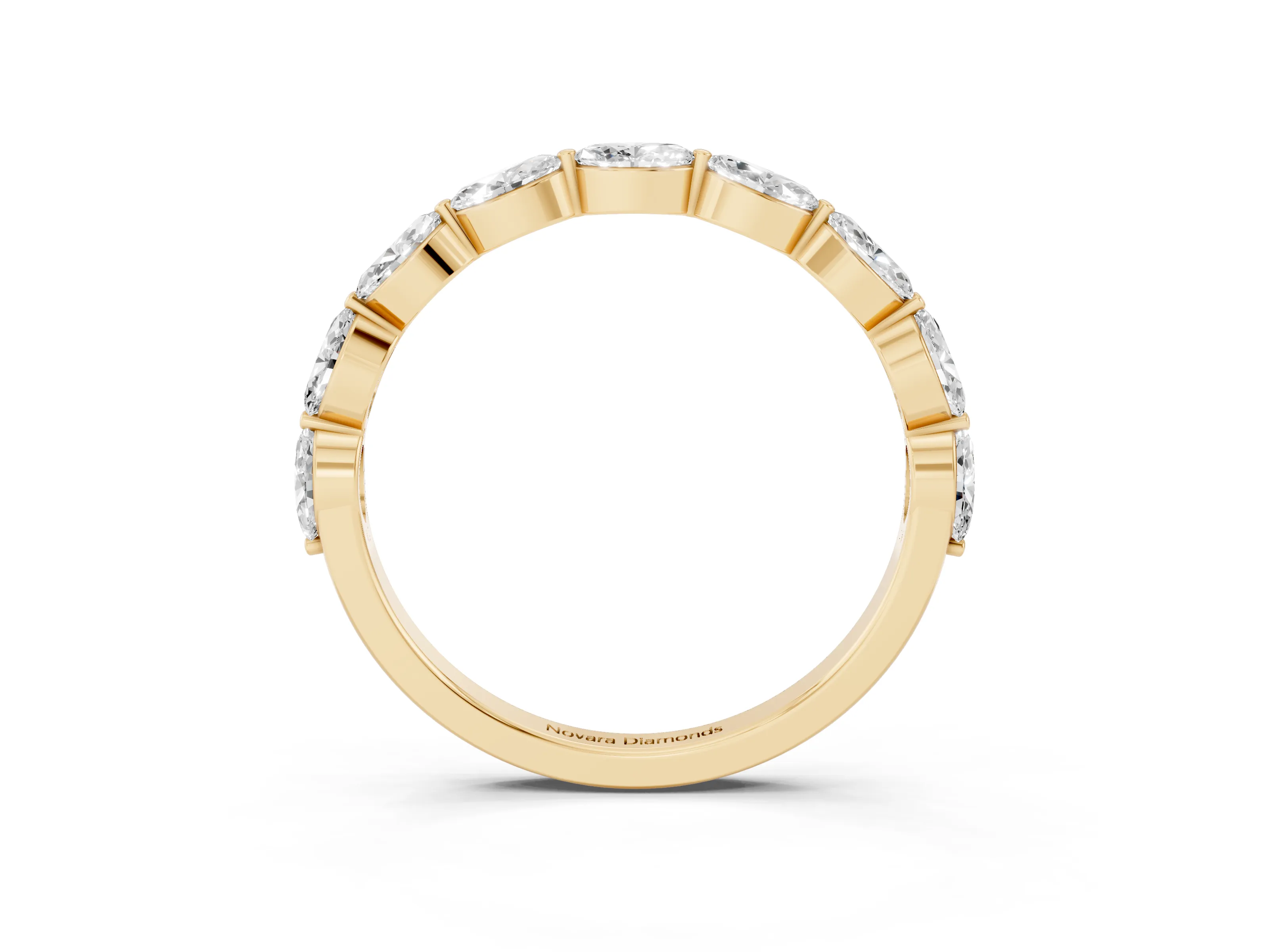 Marquise Diamond Half Eternity Band Set in Yellow gold with Prong Setting