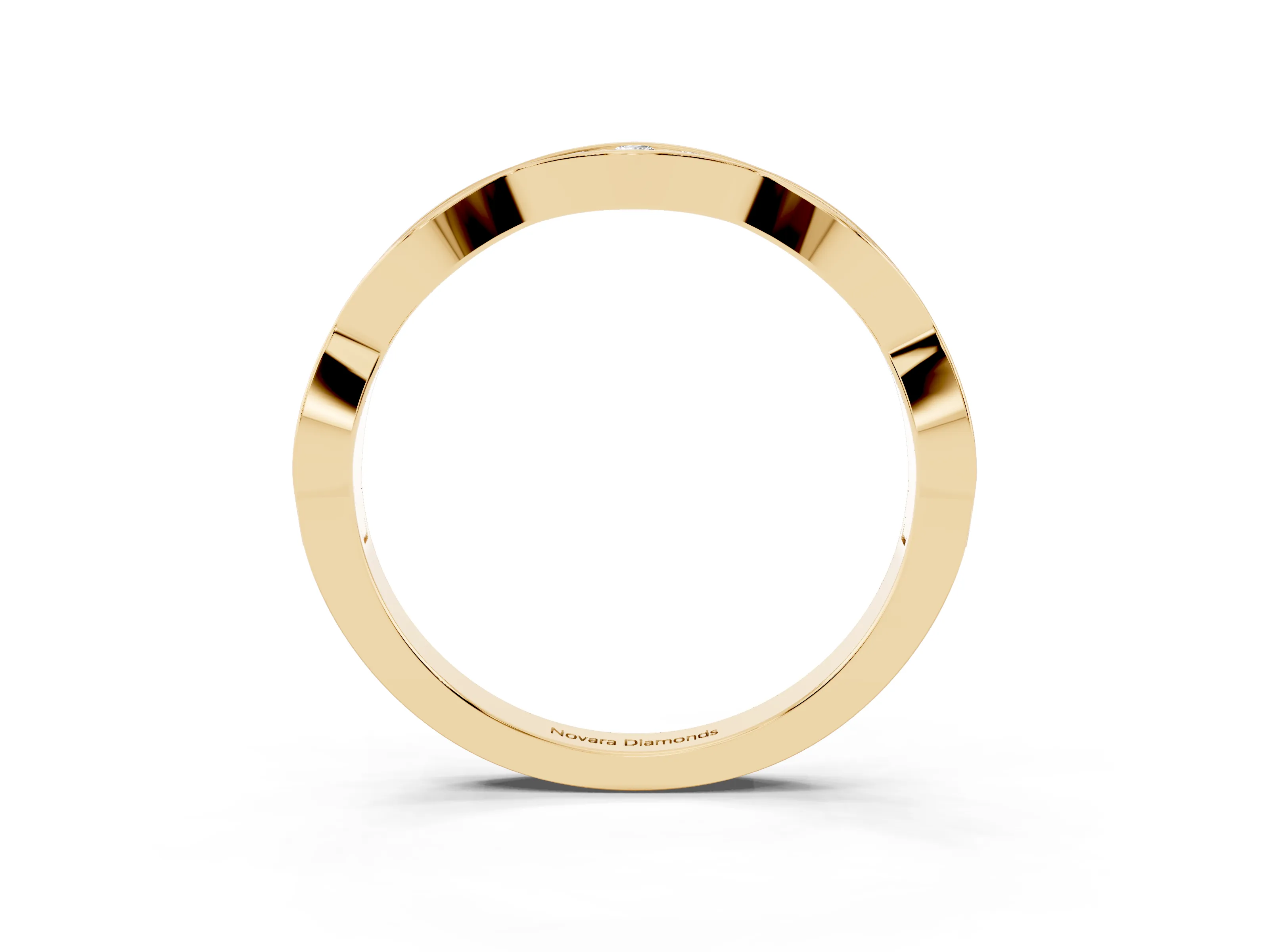 Round Diamond Scalloped Pavé Eternity Band Set in Yellow gold