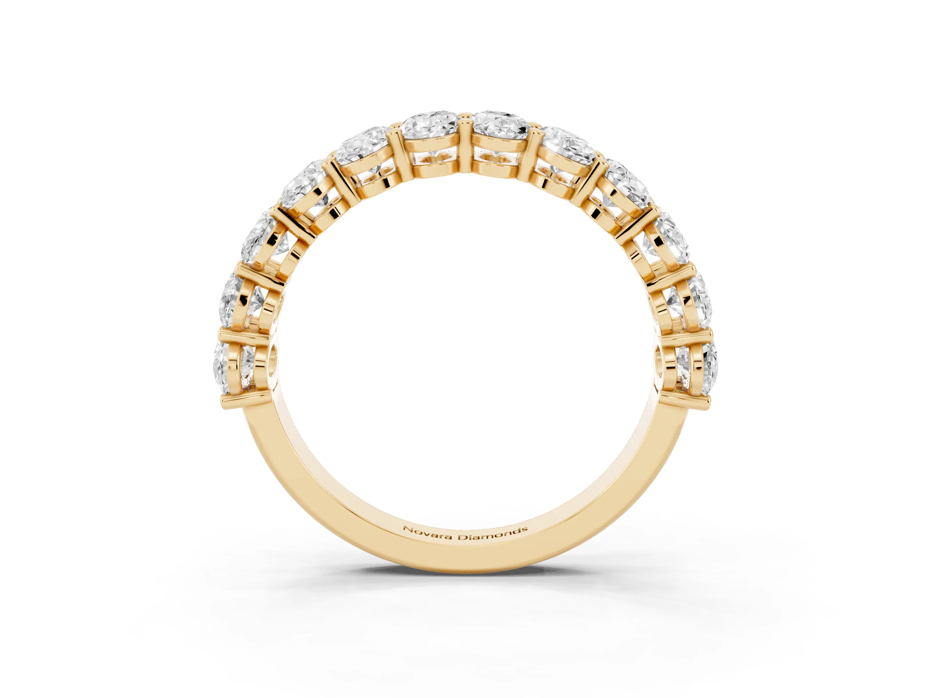 Oval Diamond Eternity Band Set in Yellow gold with Prong Setting