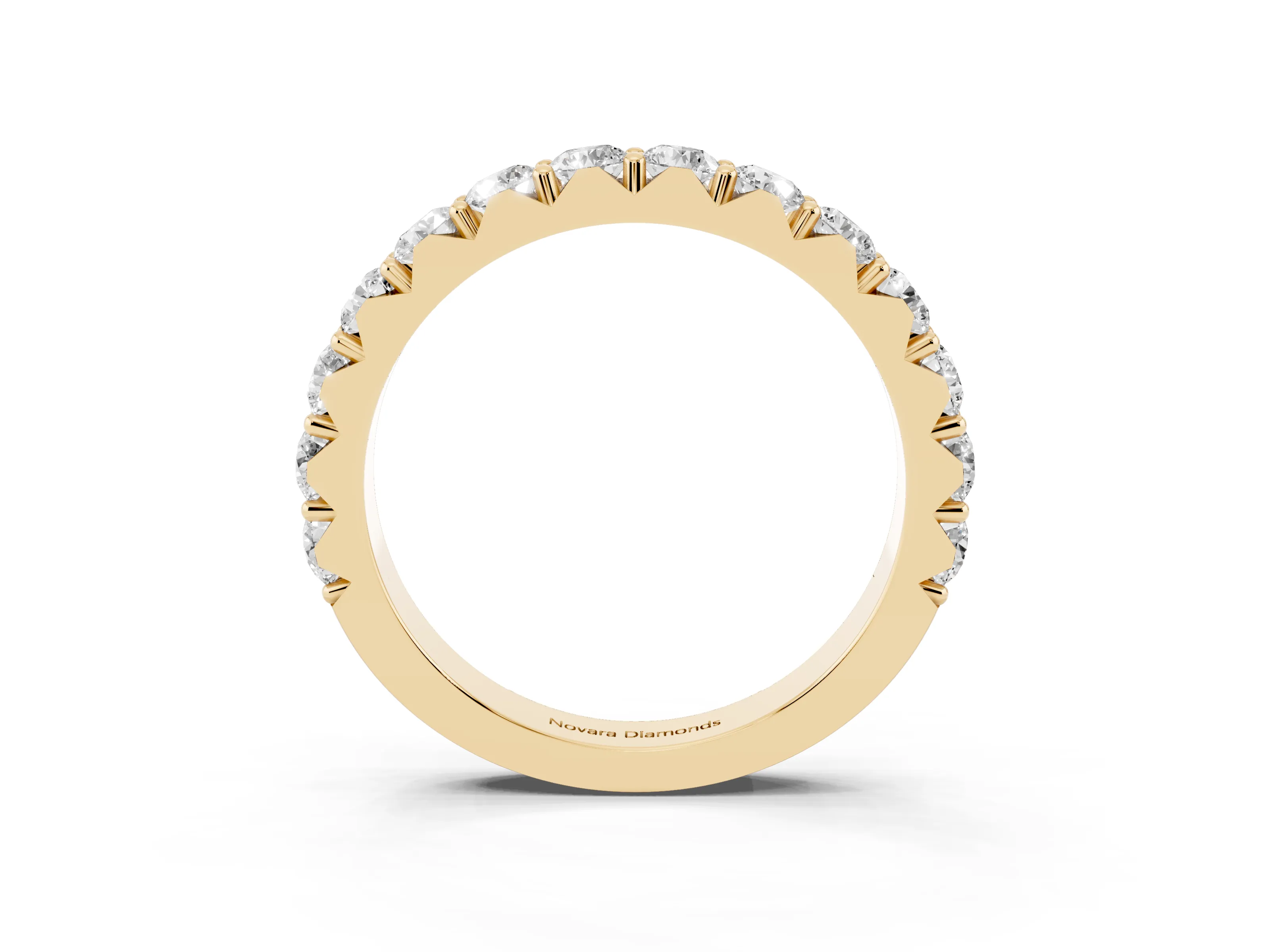 Round Diamond Half Eternity Band Set in Yellow gold with Classic Prong Setting