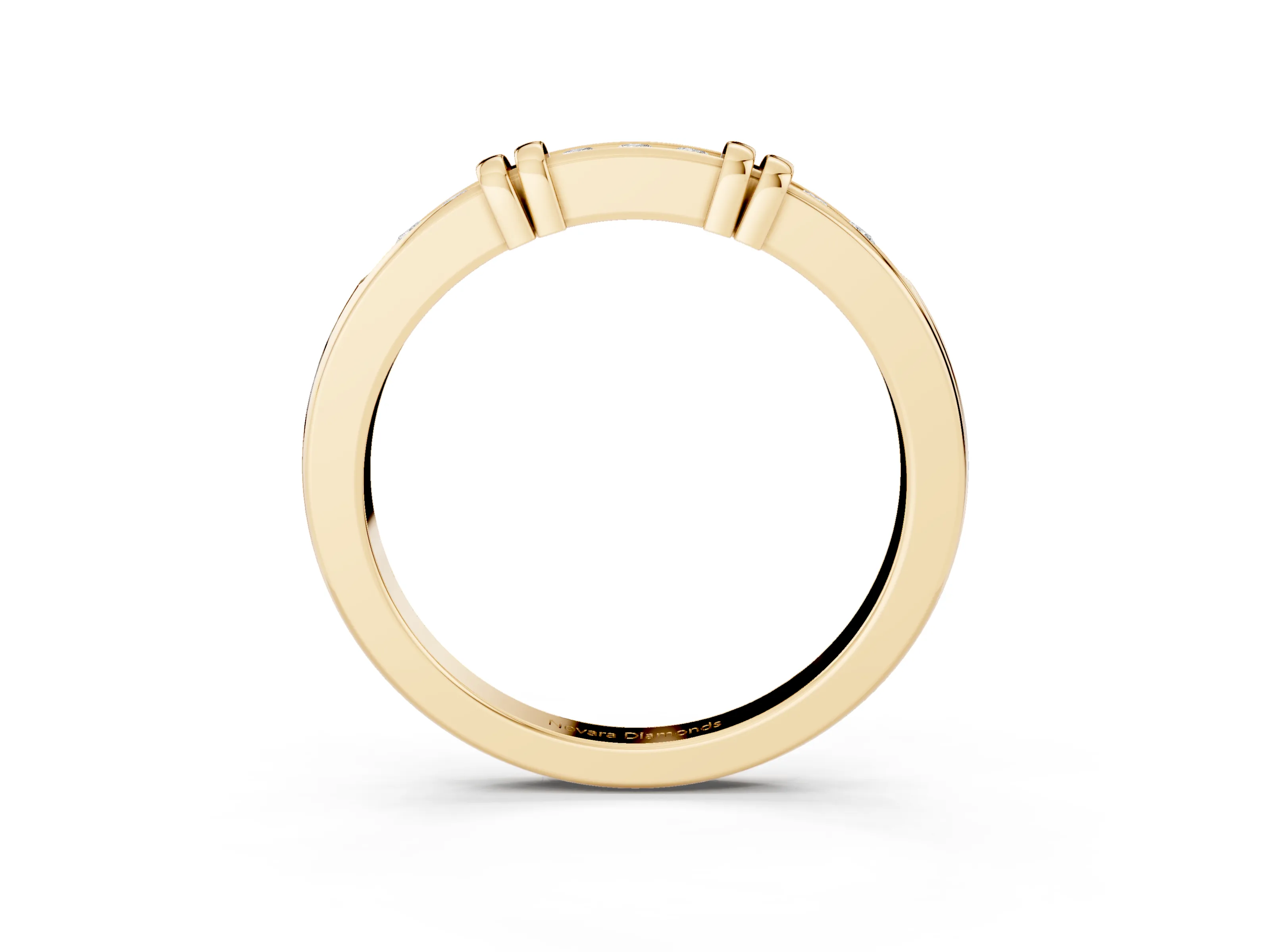 Round Diamond Half Eternity Band Set in Yellow gold with Channel and Bar Prong Setting