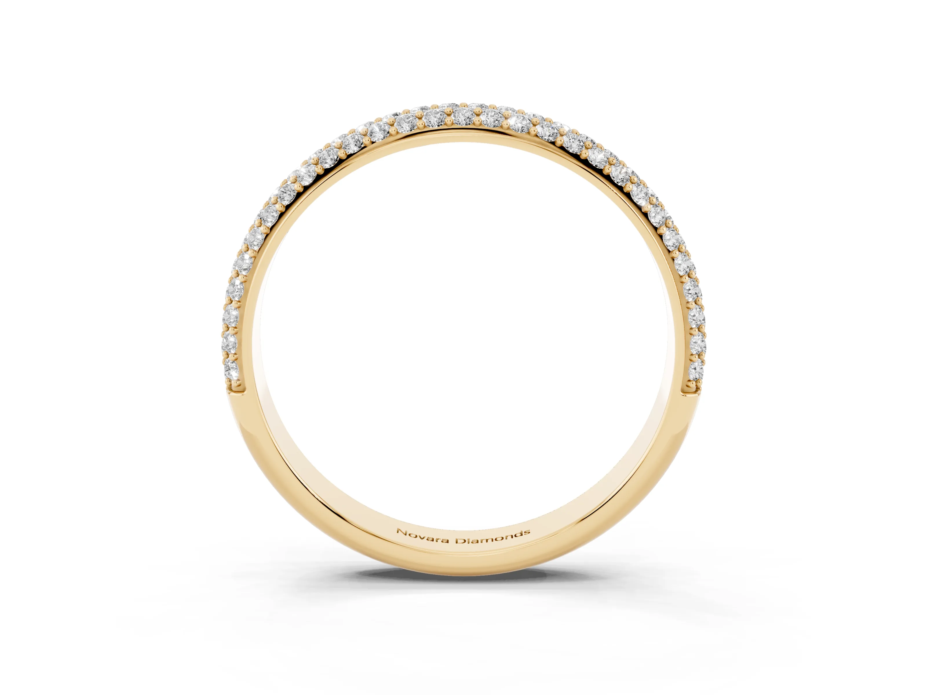 Round Diamond Three-Row Pavé Eternity Band Set in Yellow gold with Shared Prong Setting