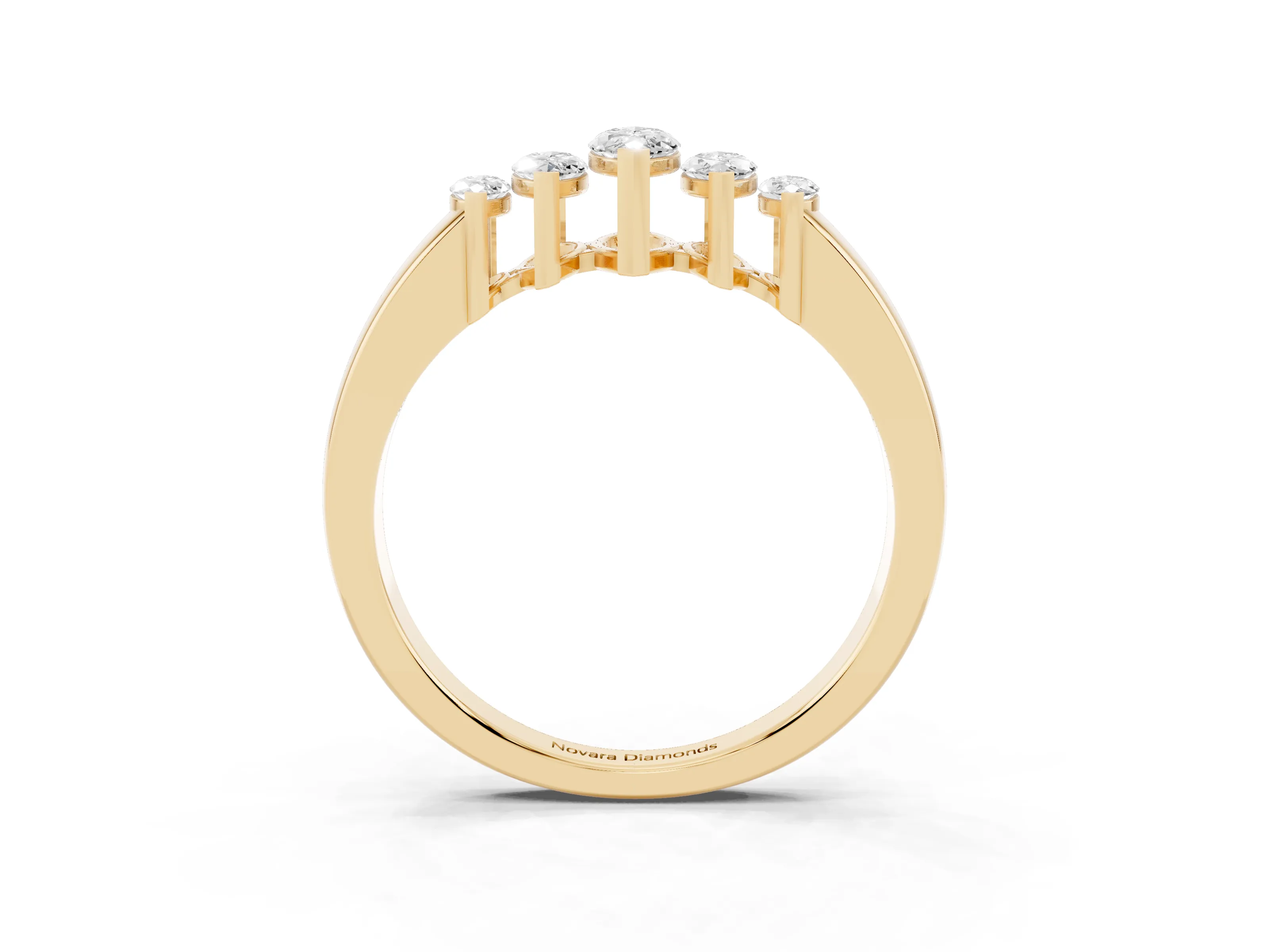 Marquise Diamond Five-Stone Band Set in Yellow gold with Bar Setting