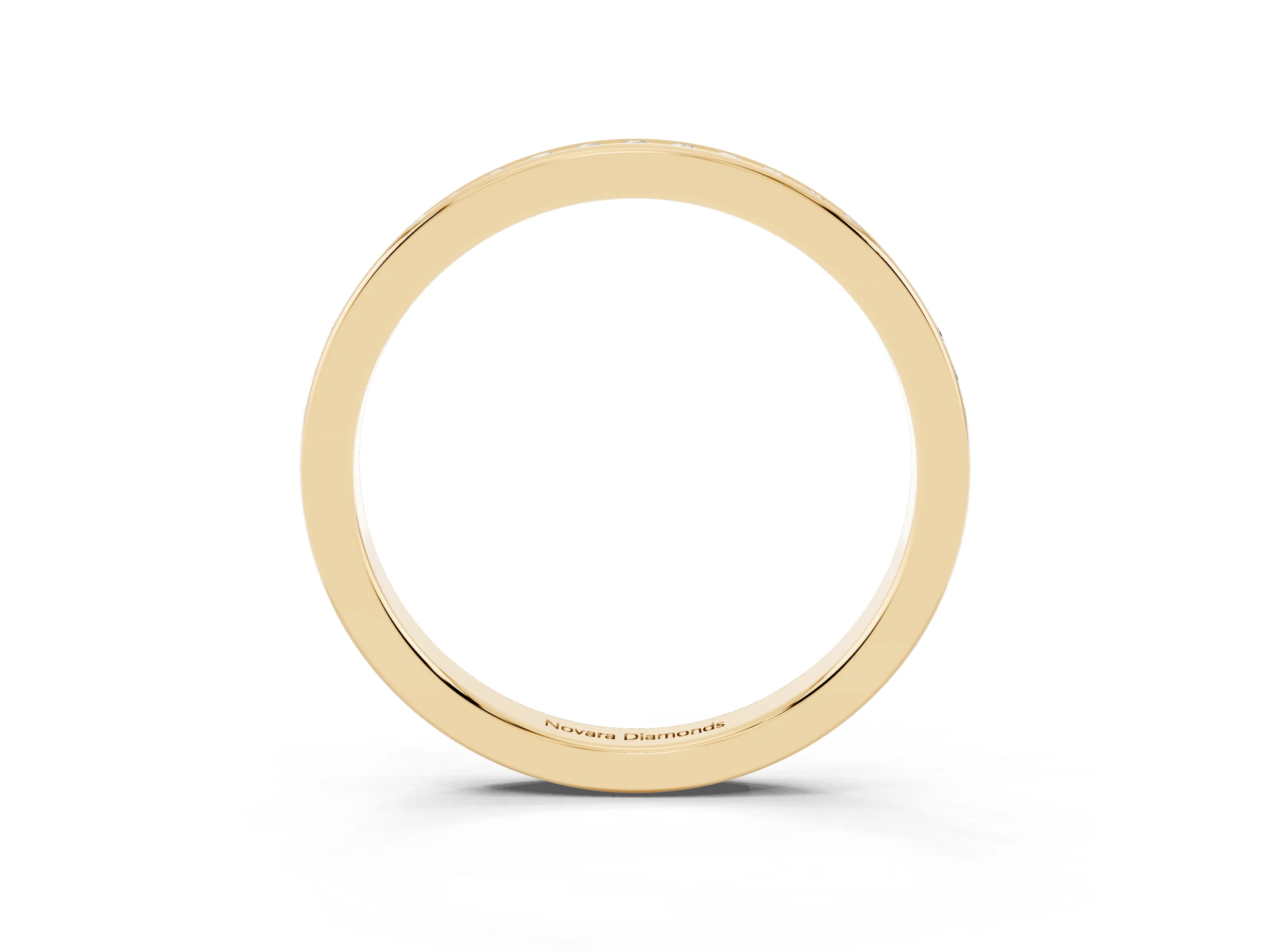 Round Diamond Pavé Half Eternity Band Set in Yellow gold with Open Lower Shank