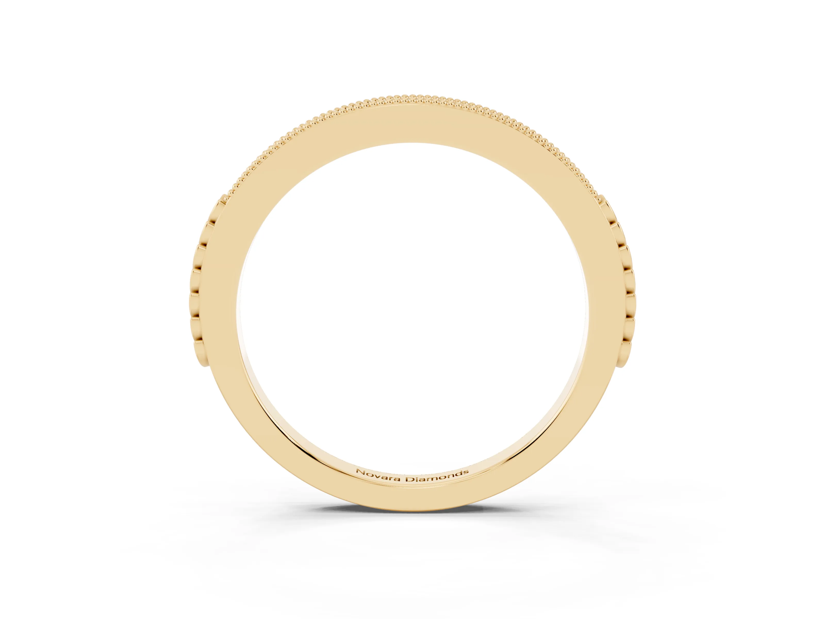 Round Cut Diamond Pavé Eternity Band Set in Yellow gold with Beaded Milgrain Edge