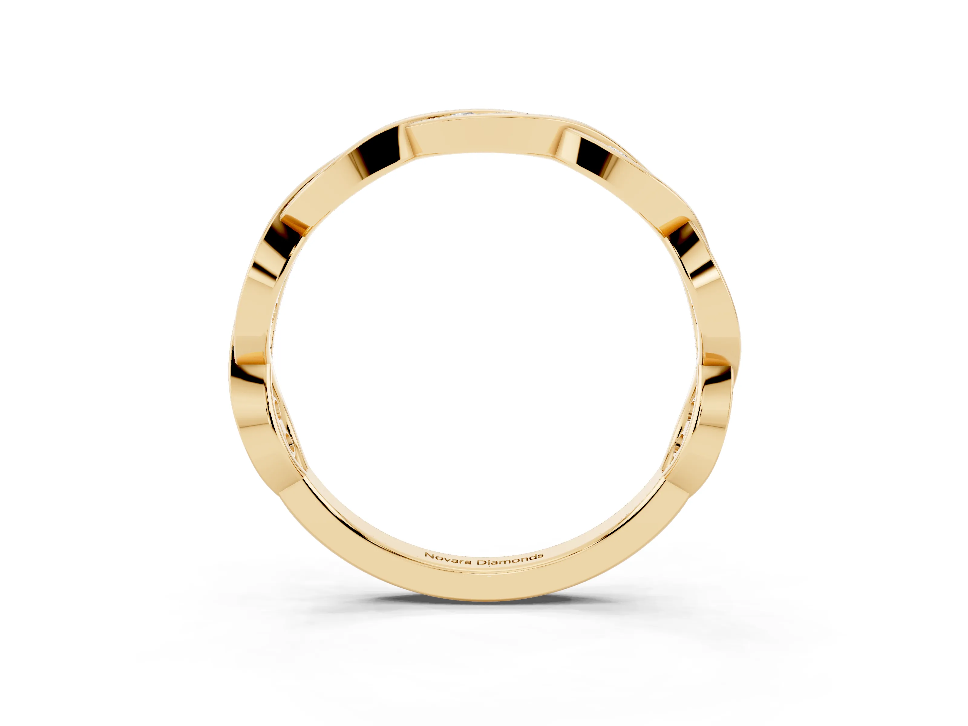 Round Diamond Twist Eternity Band Set in Yellow gold with Bezel Setting
