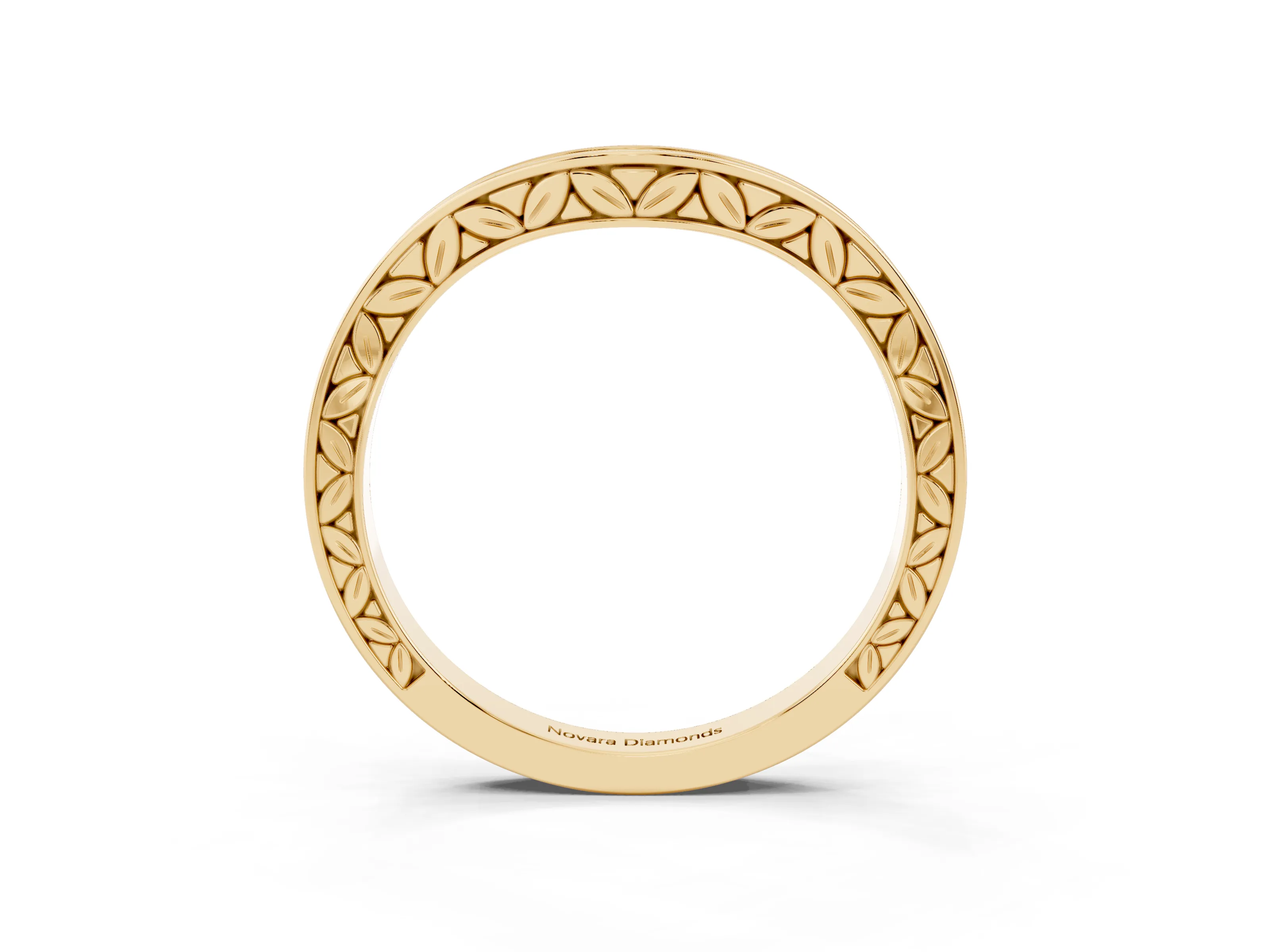 Round Diamond Wave Band Set in Yellow gold with Channel Setting