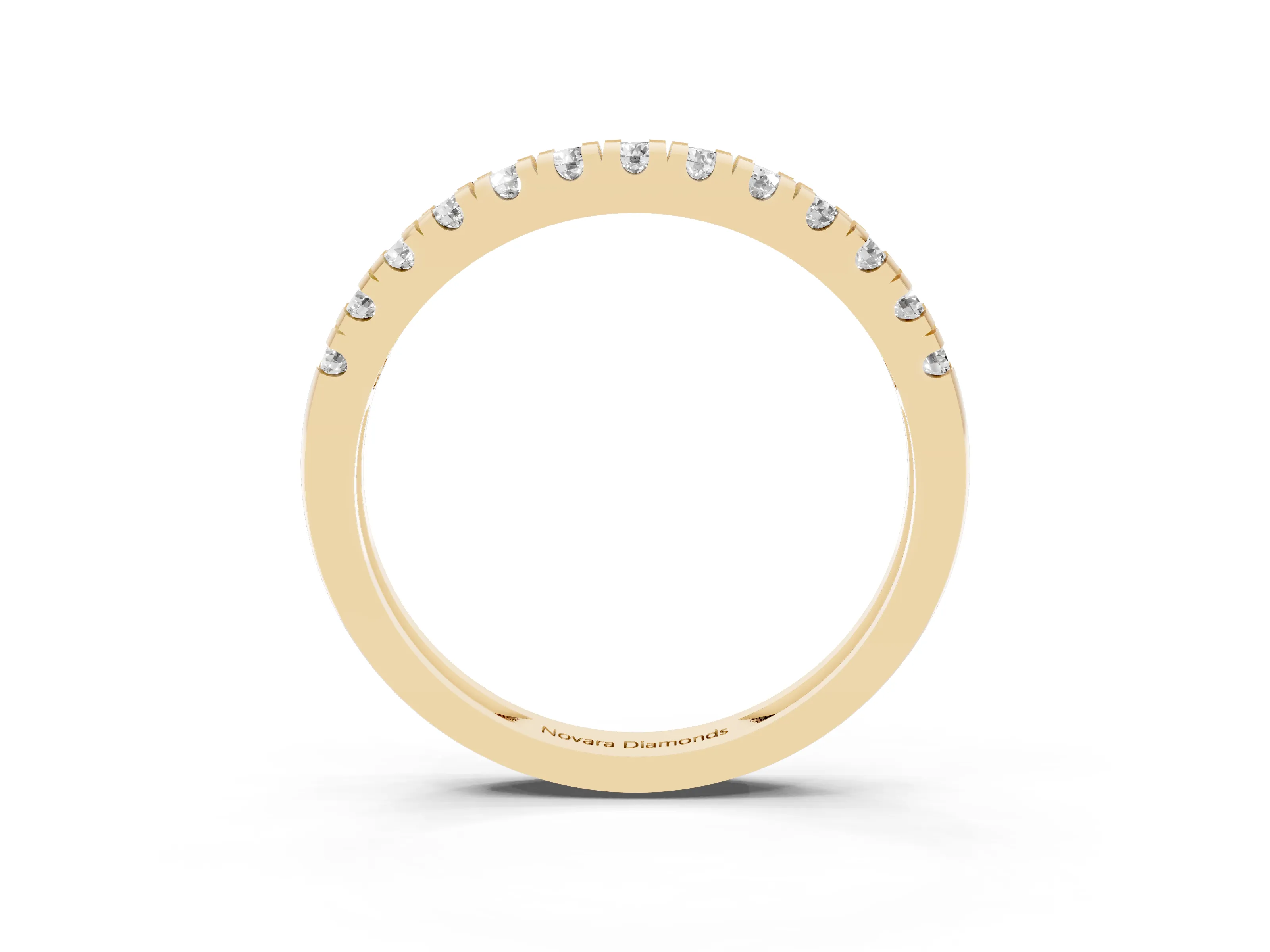 Round Cut Diamond Pavé Thin Band Set in Yellow gold