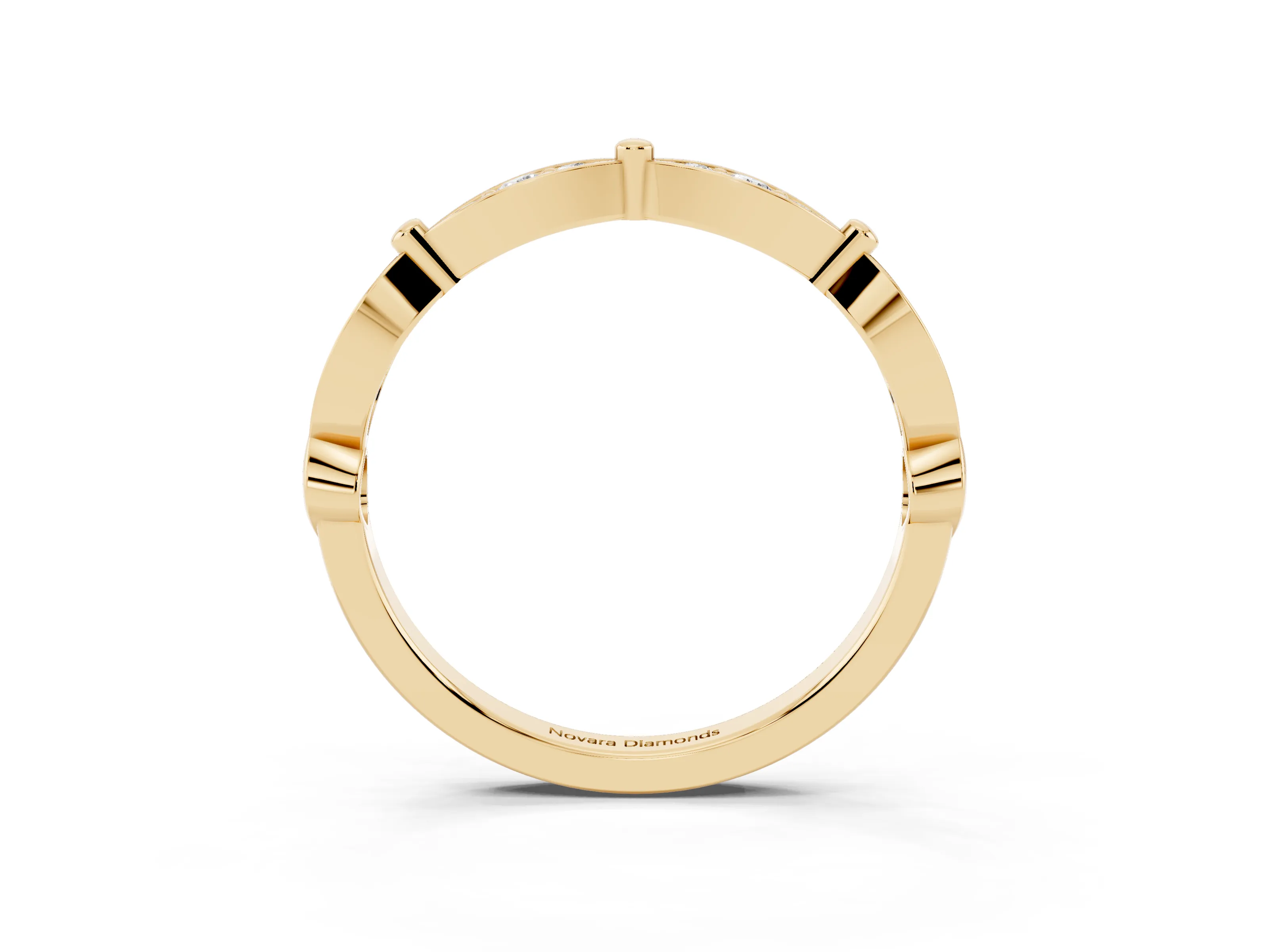 Marquise Section Diamond Eternity Band Set in Yellow gold with Pavé Bezel Setting