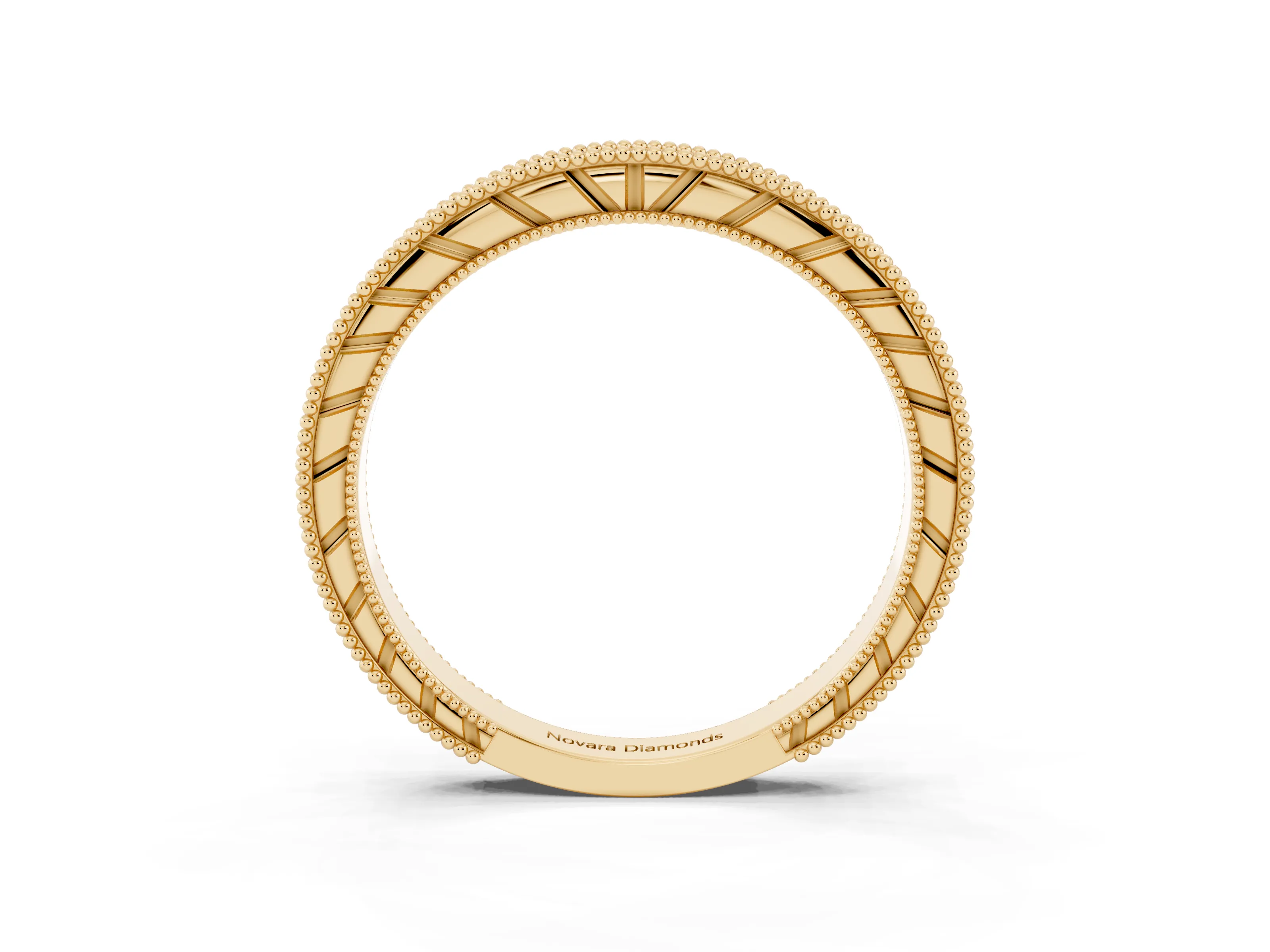Round Diamond Eternity Band Set in Yellow gold with Milgrain Channel Edges